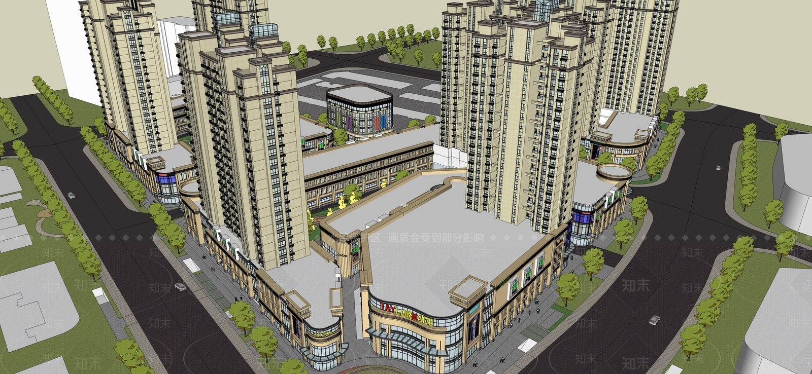 现代商场建筑SU模型下载【ID:1166435520】