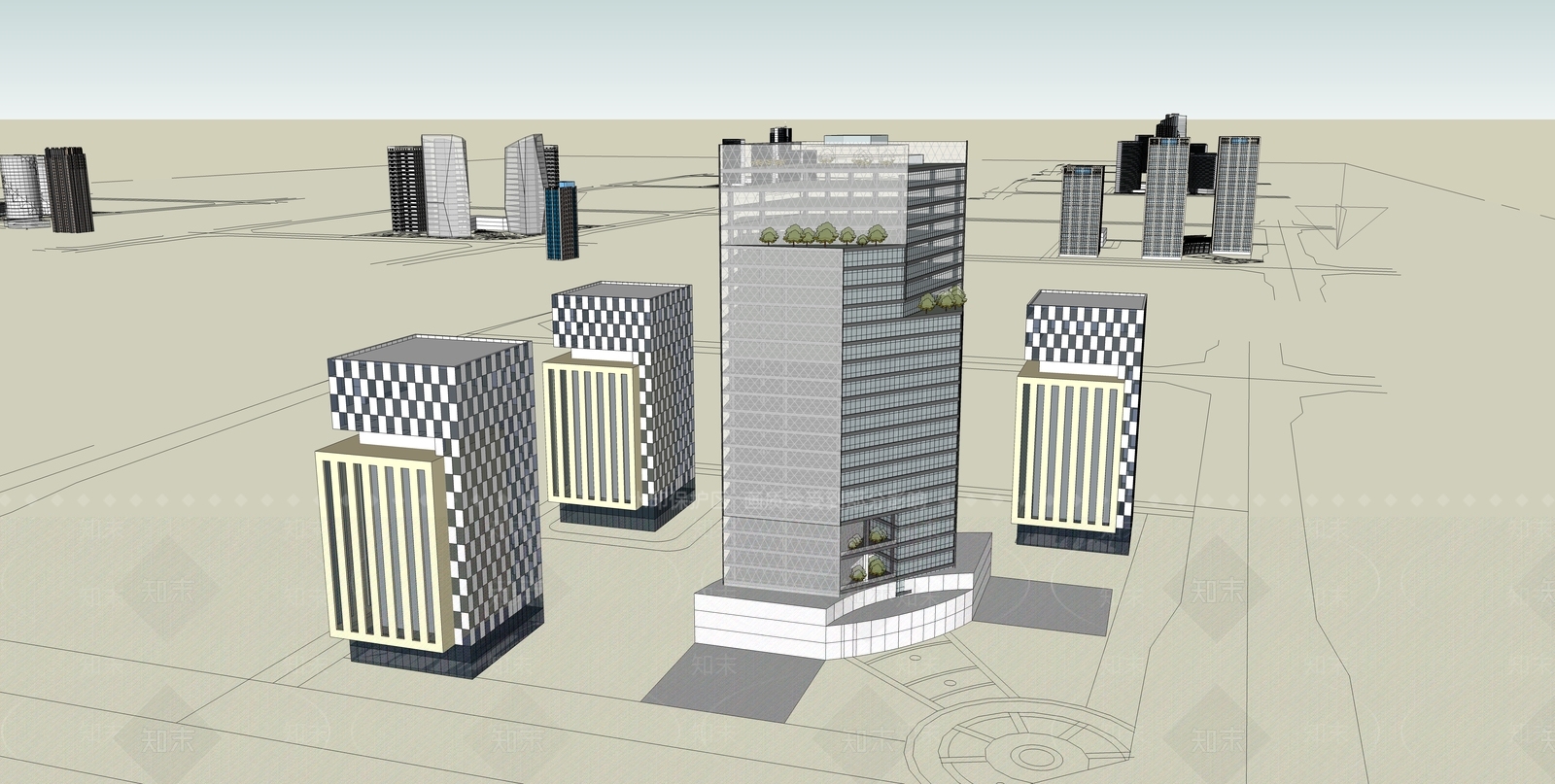 现代其他商业建筑SU模型下载【ID:1166436486】