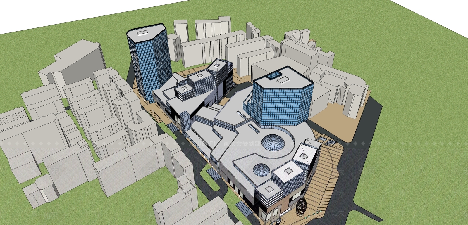 现代商场建筑SU模型下载【ID:1166439096】
