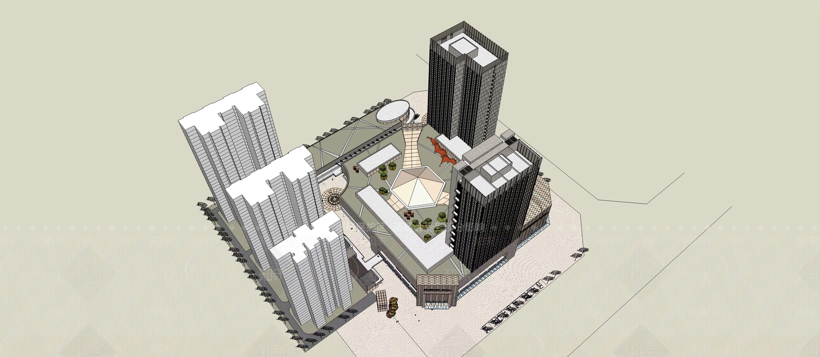 现代商场建筑SU模型下载【ID:1166442244】