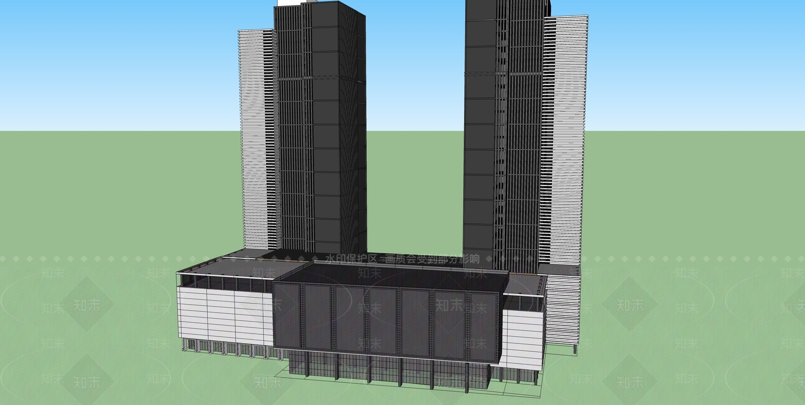 现代商场建筑SU模型下载【ID:1166442344】