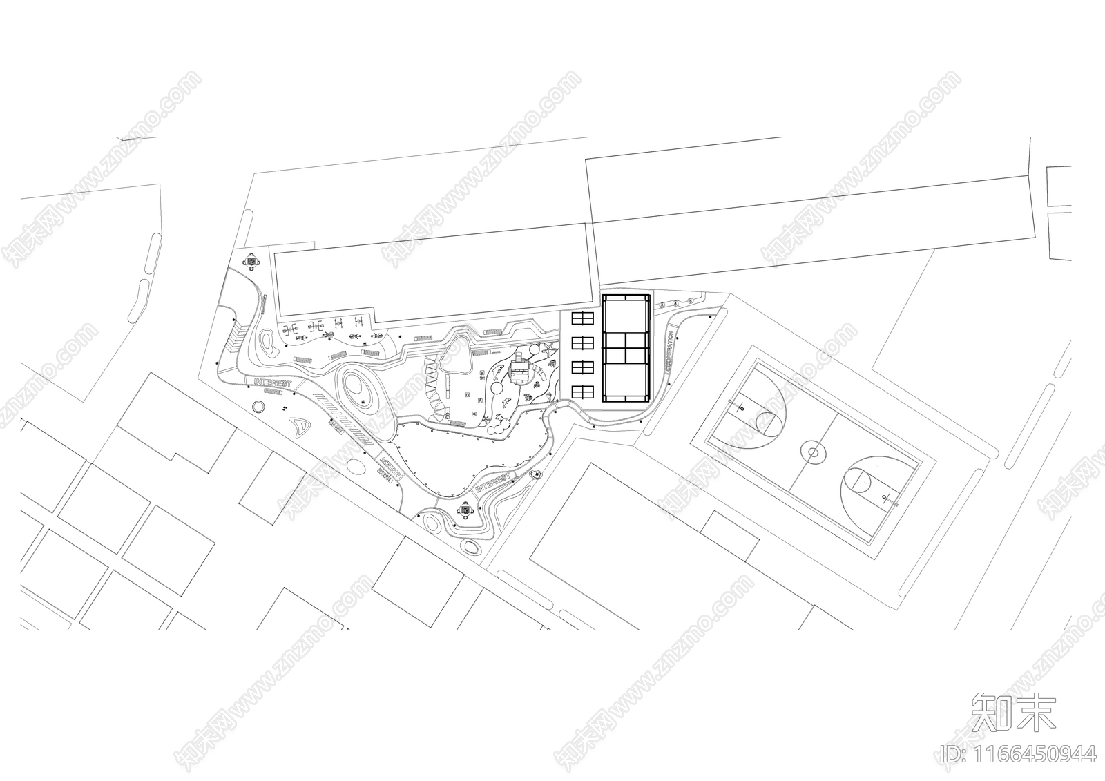 现代公园景观cad施工图下载【ID:1166450944】