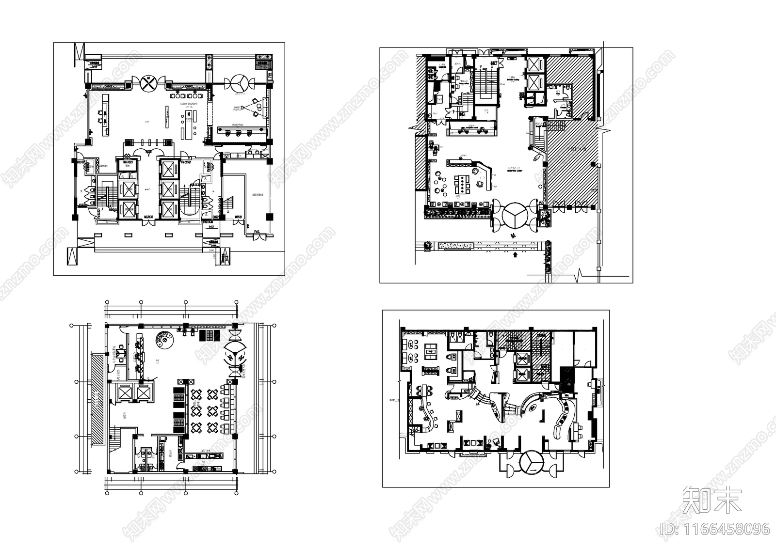 45个连锁快捷酒店大堂平面图集施工图下载【ID:1166458096】