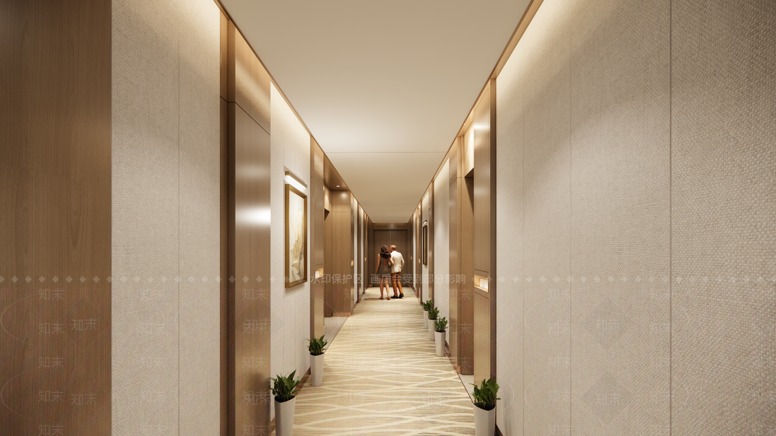 现代酒店走廊SU模型下载【ID:1166454285】