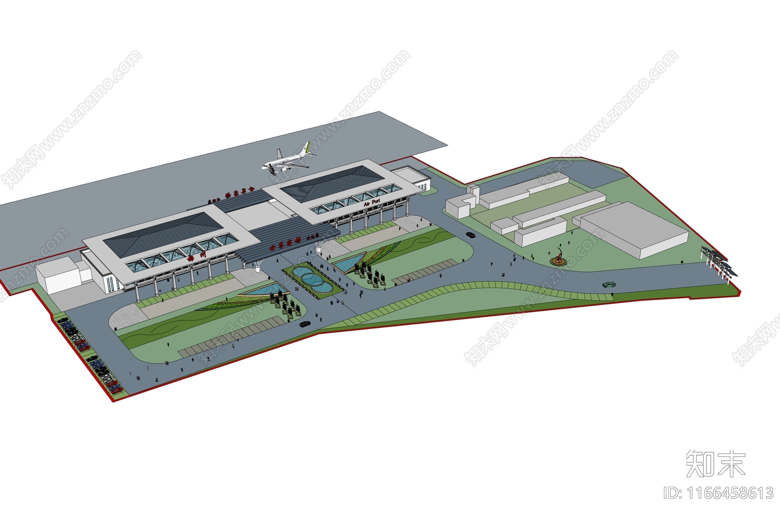 现代新中式机场SU模型下载【ID:1166458613】