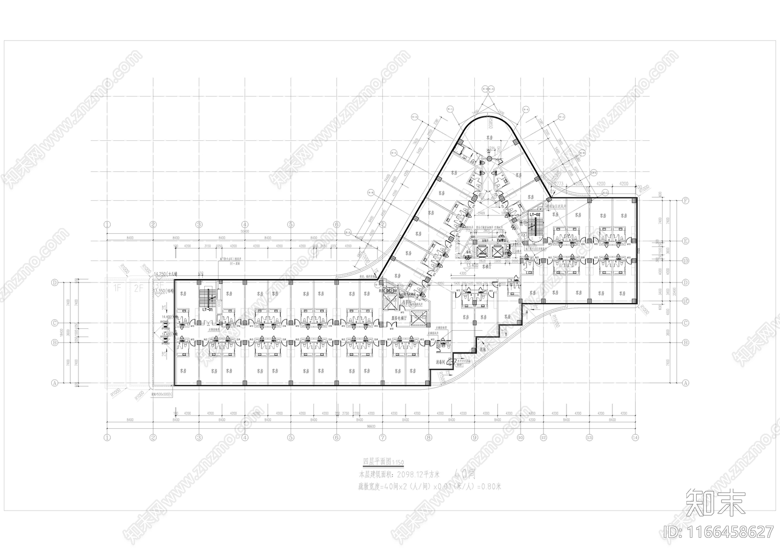 现代酒店建筑施工图下载【ID:1166458627】