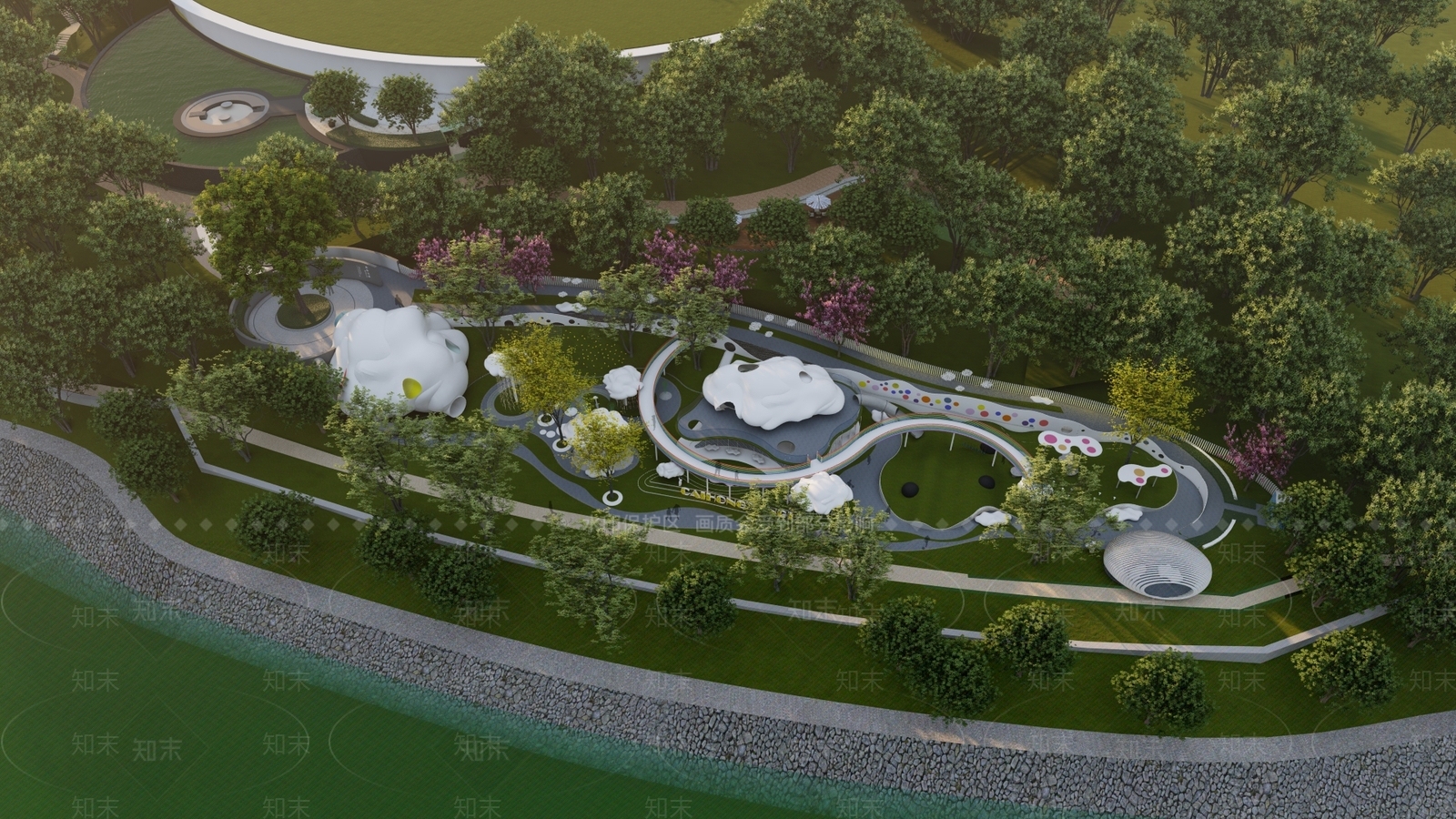 现代景观公园SU模型下载【ID:1166467328】