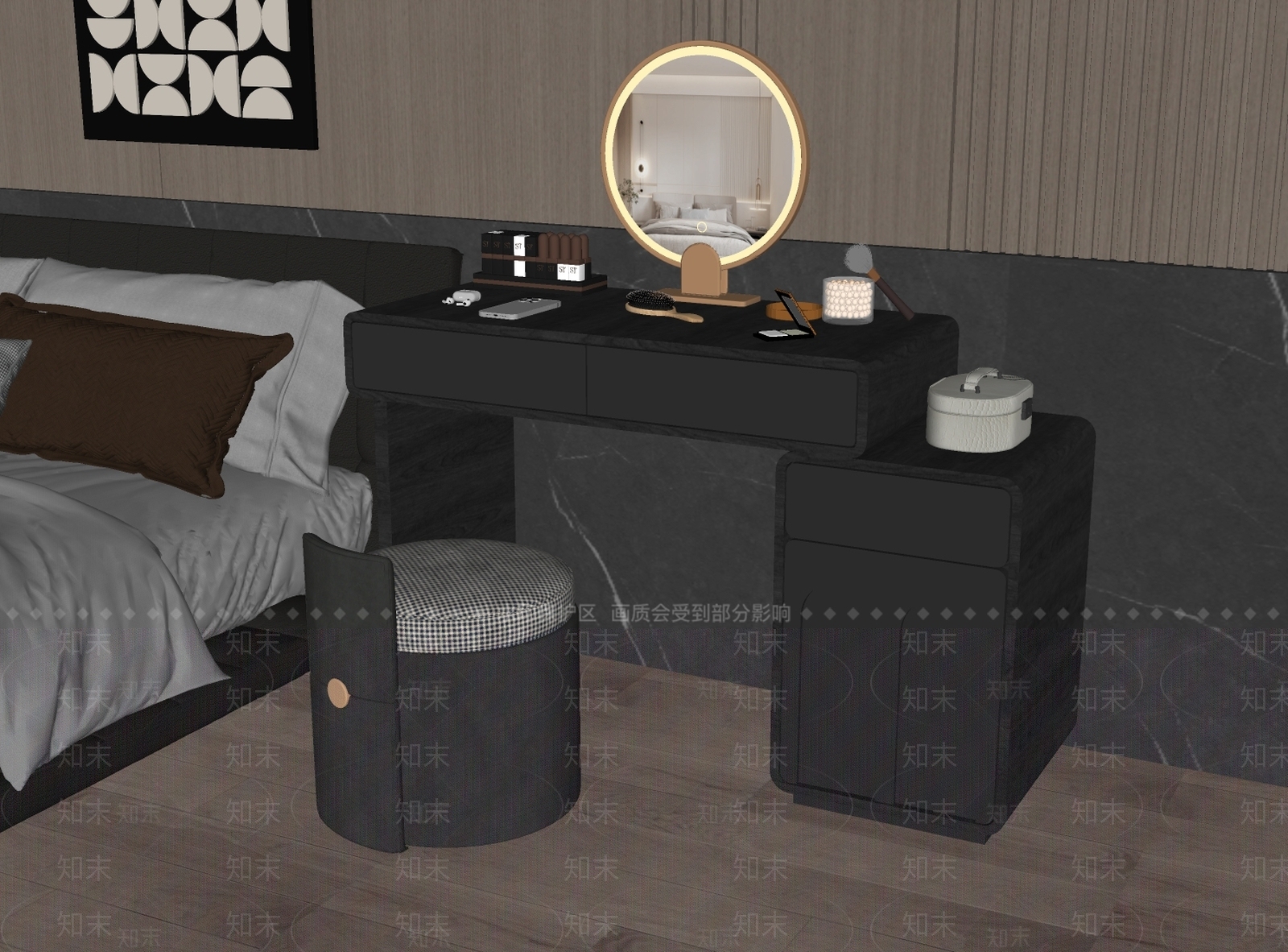现代梳妆台SU模型下载【ID:1166469174】