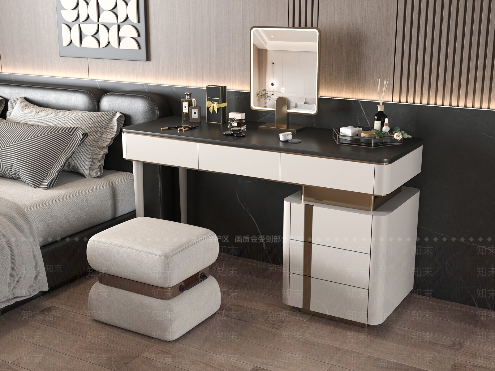现代梳妆台SU模型下载【ID:1166469899】