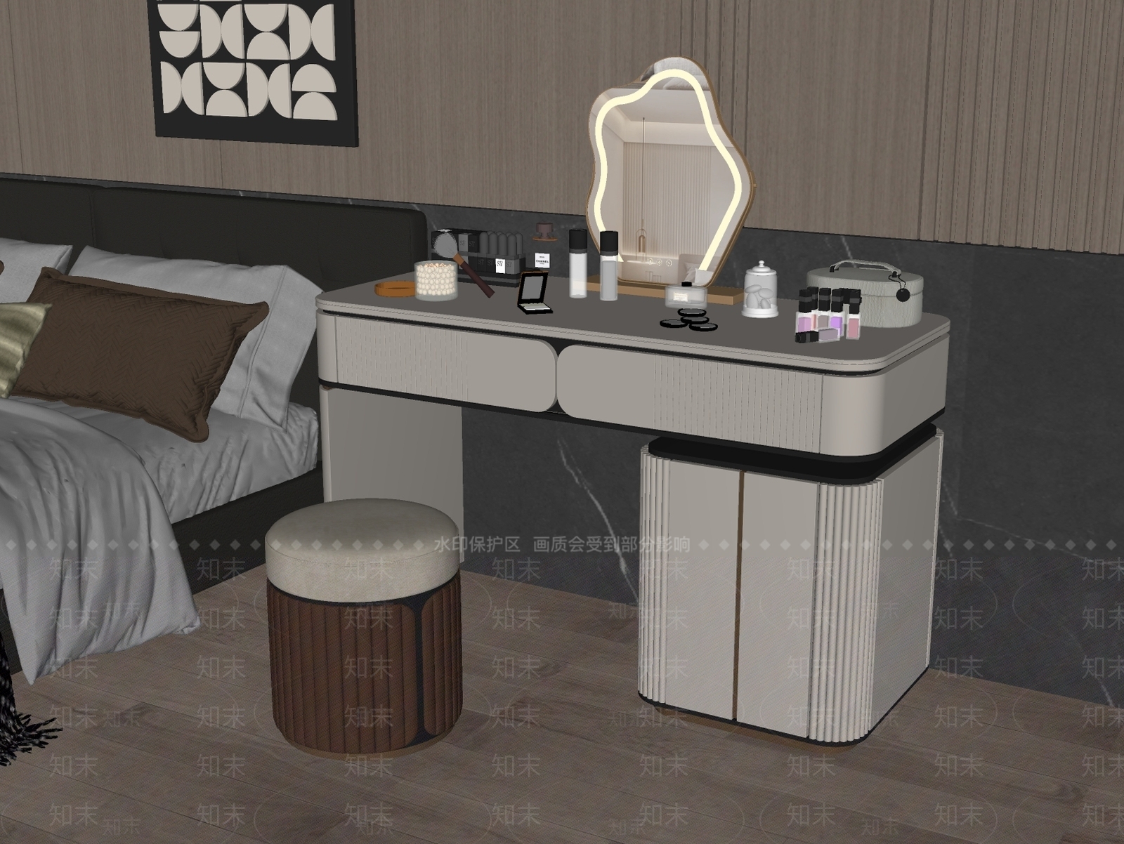 现代梳妆台SU模型下载【ID:1166470018】