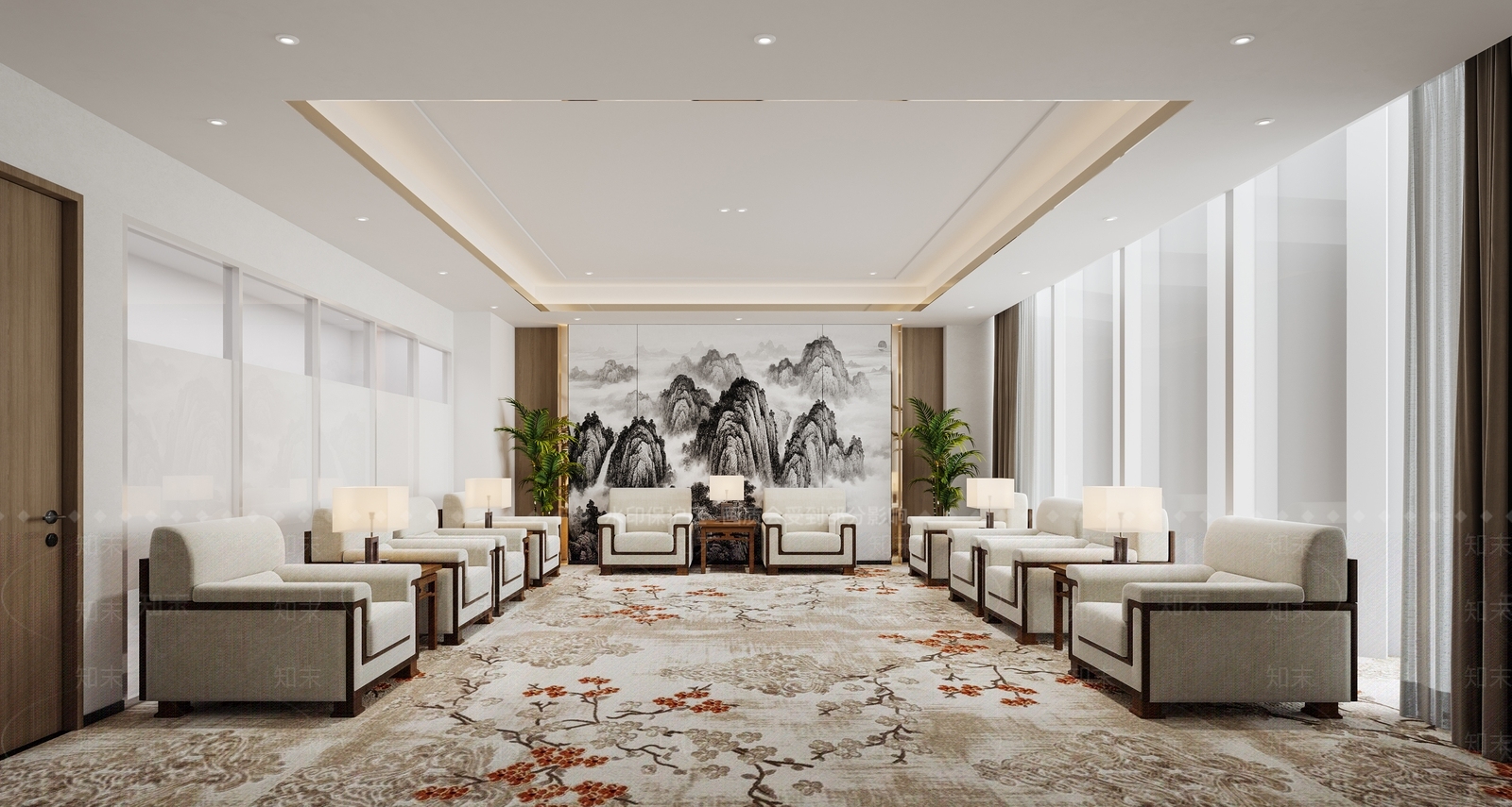 现代新中式接待室3D模型下载【ID:1166471406】