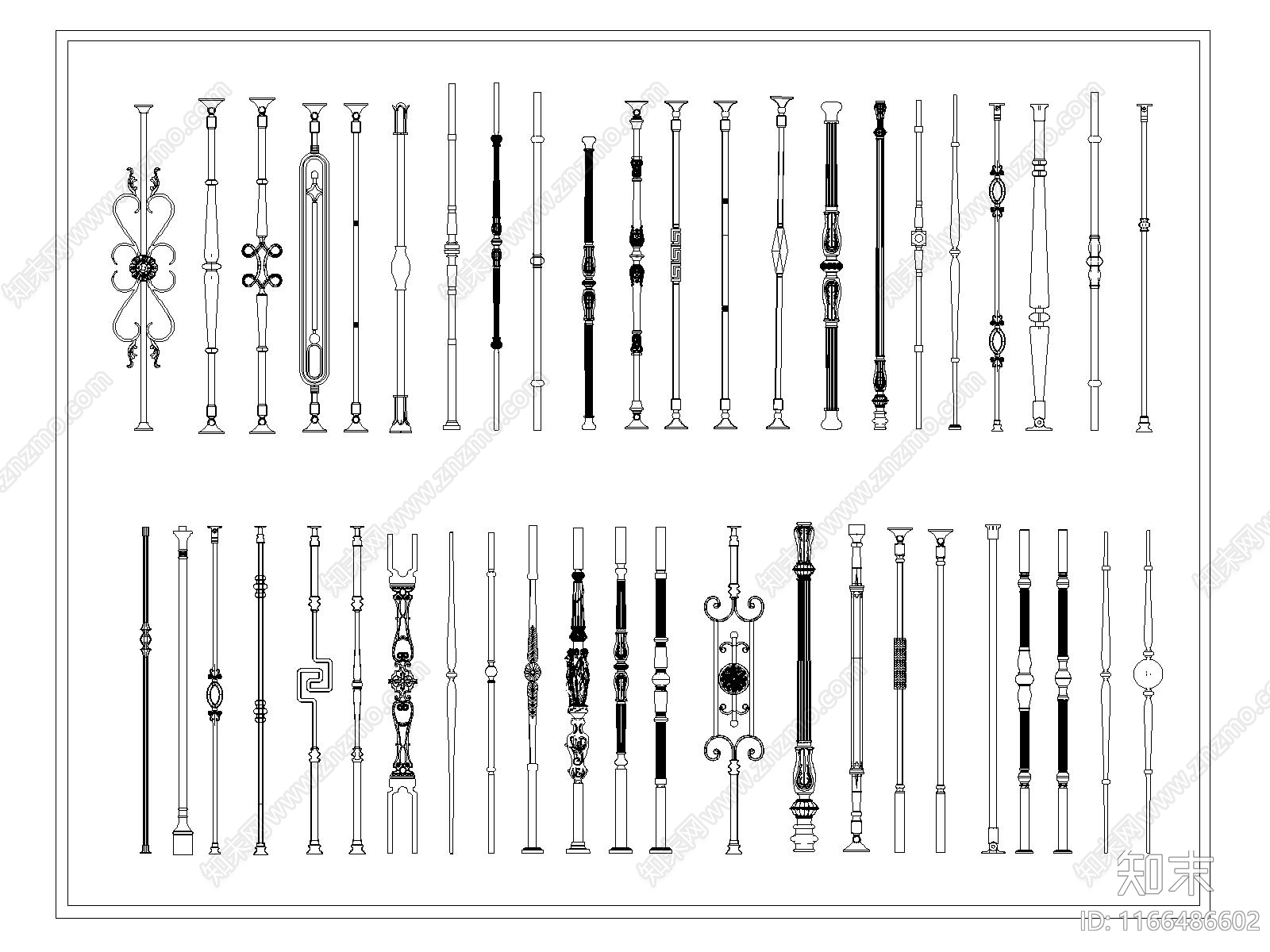 现代栏杆施工图下载【ID:1166486602】