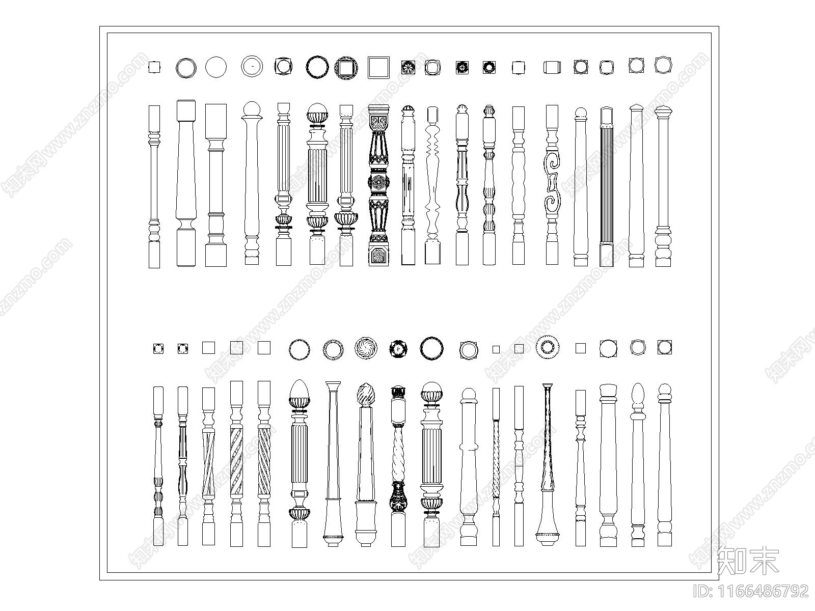现代栏杆施工图下载【ID:1166486792】