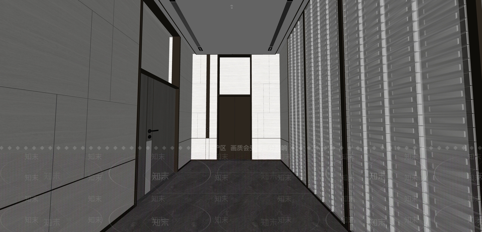 现代轻奢电梯厅SU模型下载【ID:1166487591】