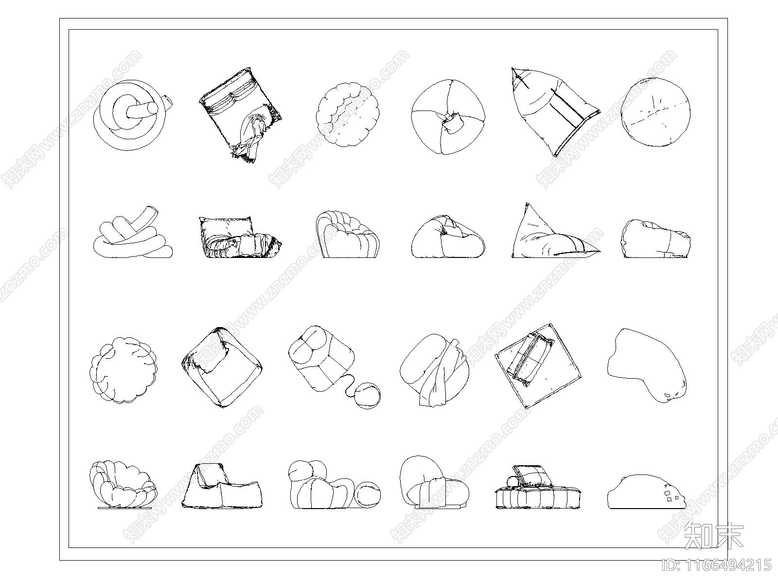 现代沙发施工图下载【ID:1166494215】
