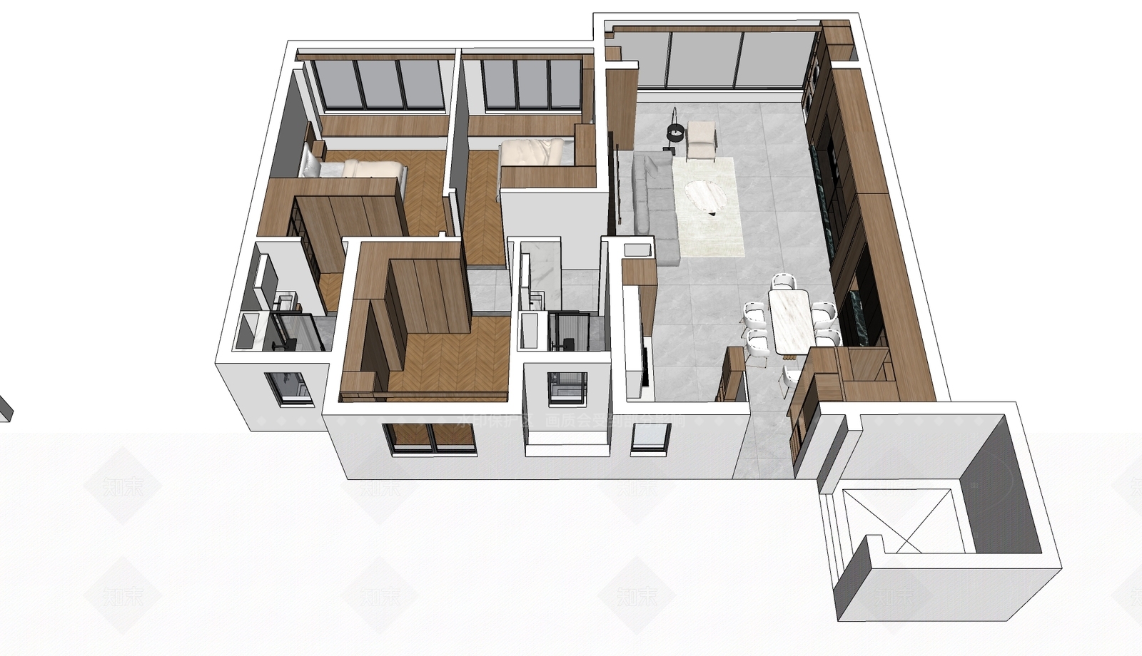 现代家居客厅SU模型下载【ID:1215965878】