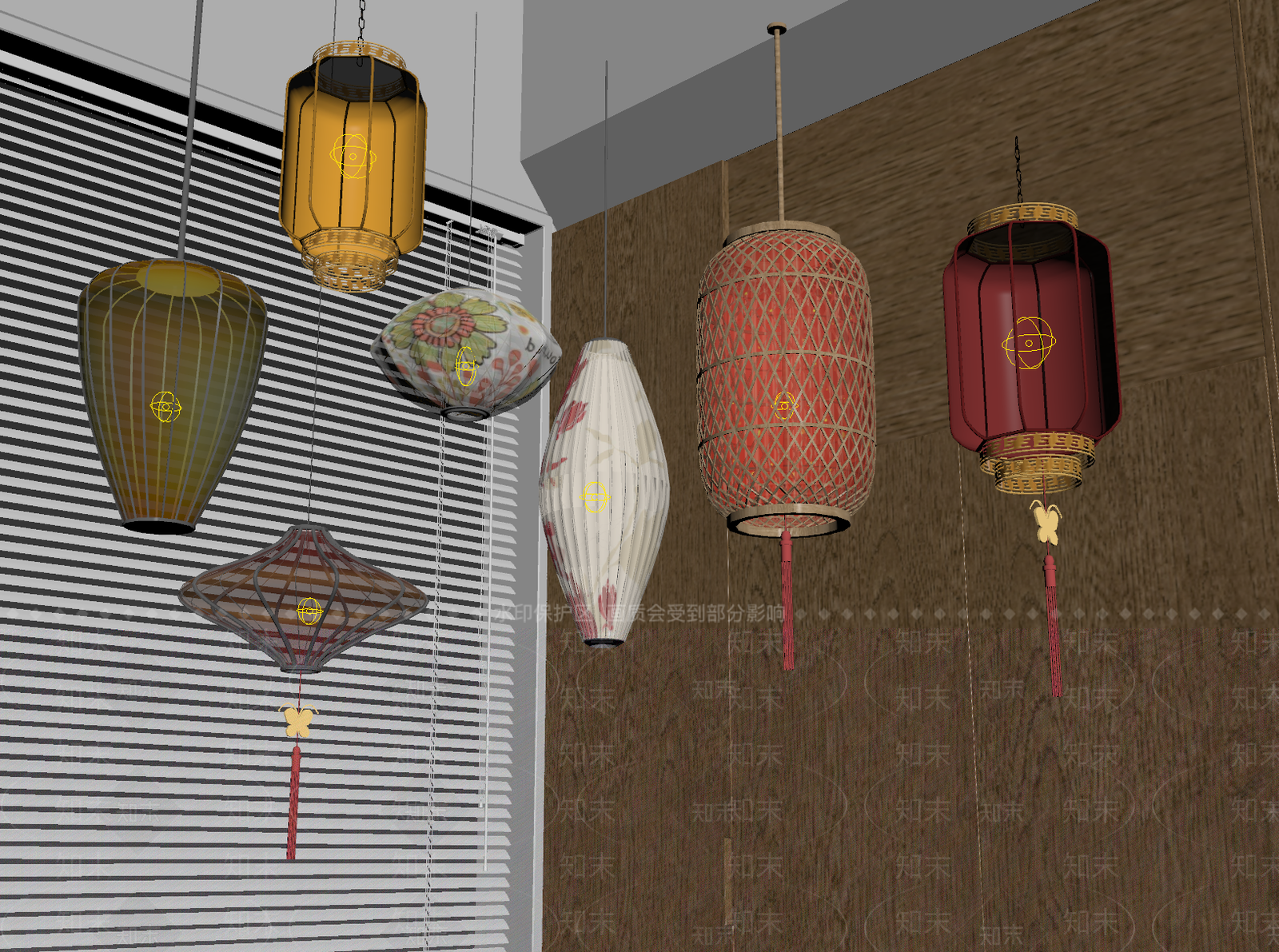 新中式中式灯笼SU模型下载【ID:1166499773】