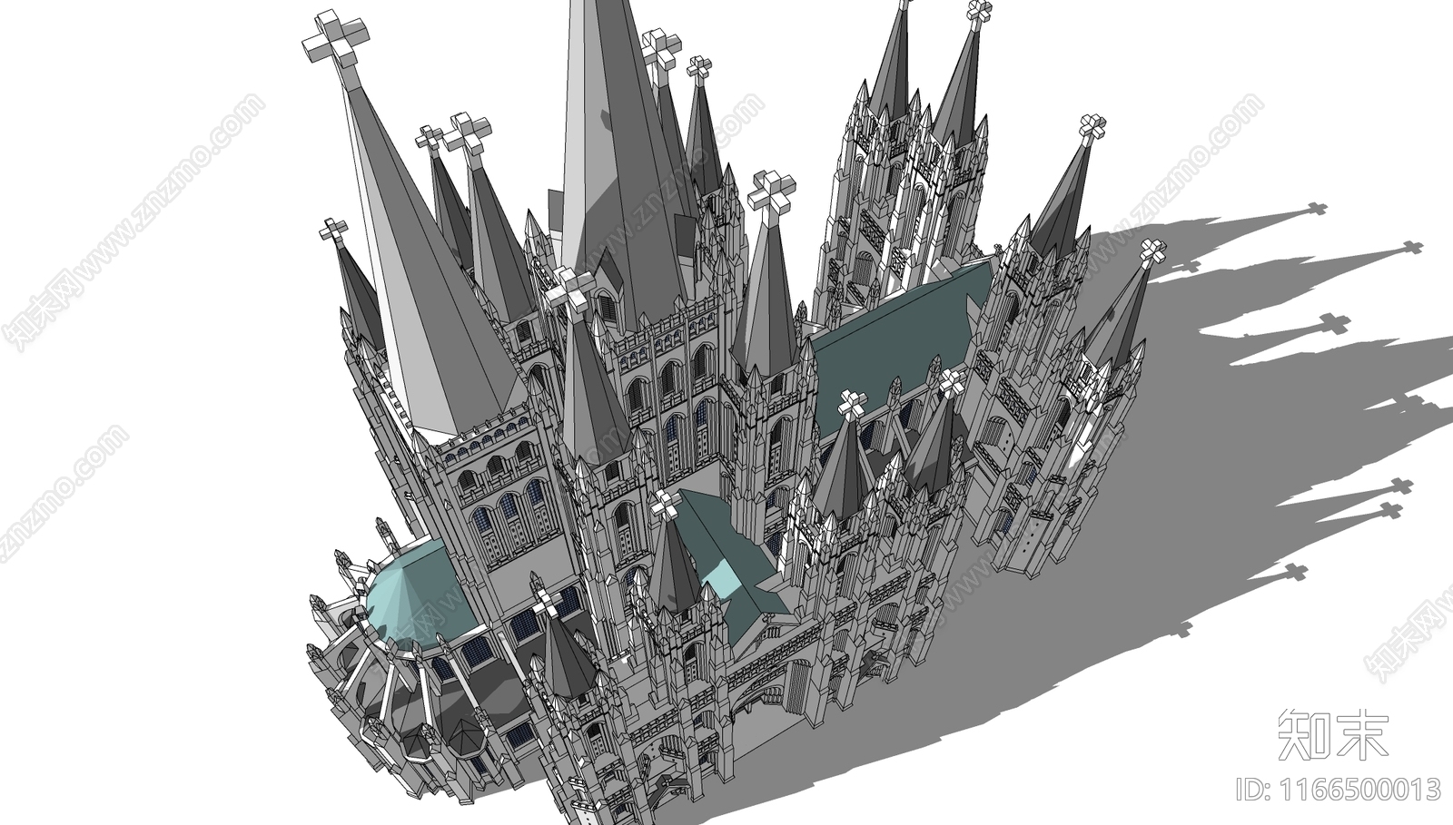 现代欧式教堂建筑SU模型下载【ID:1166500013】