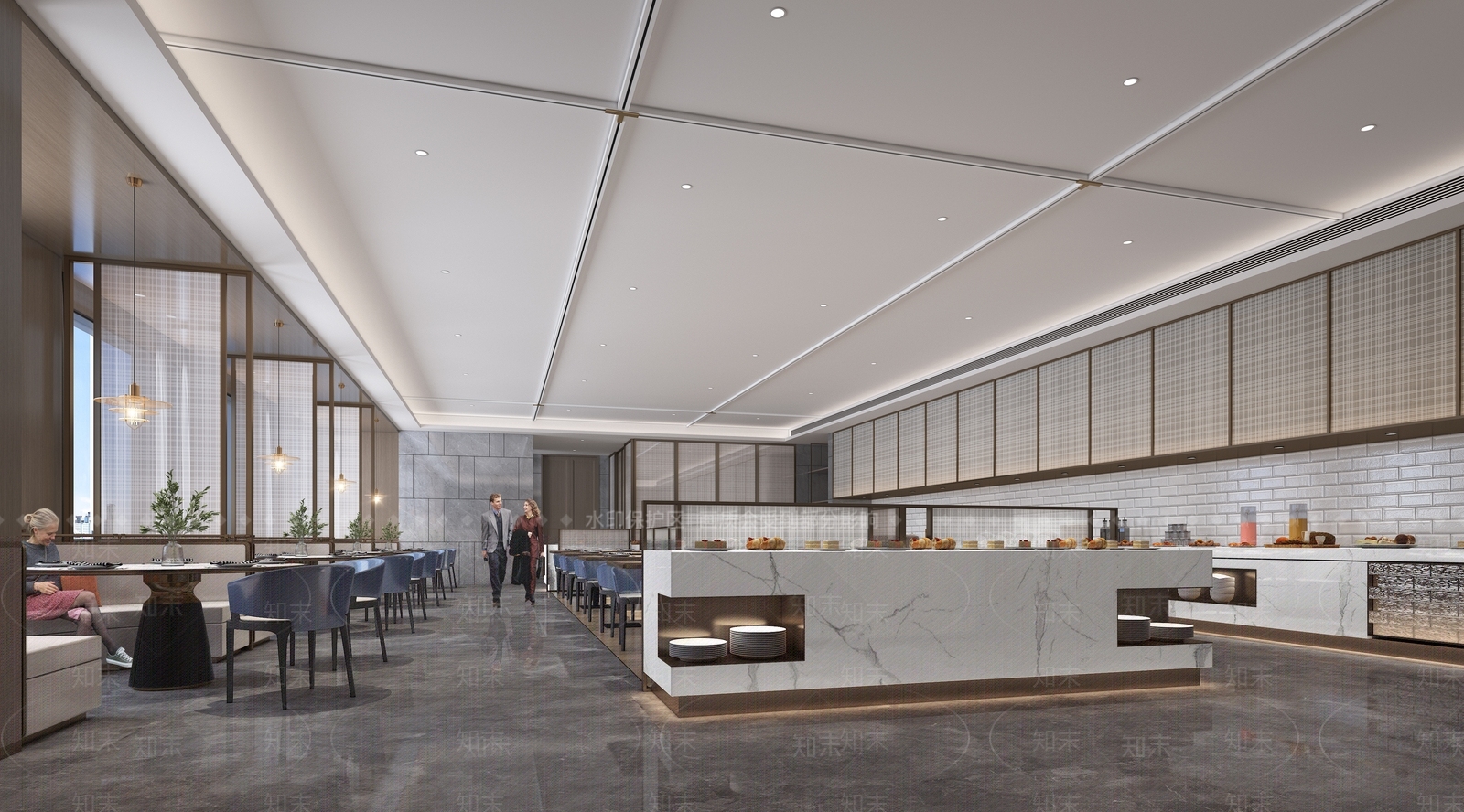 现代自助餐厅3D模型下载【ID:1166503083】