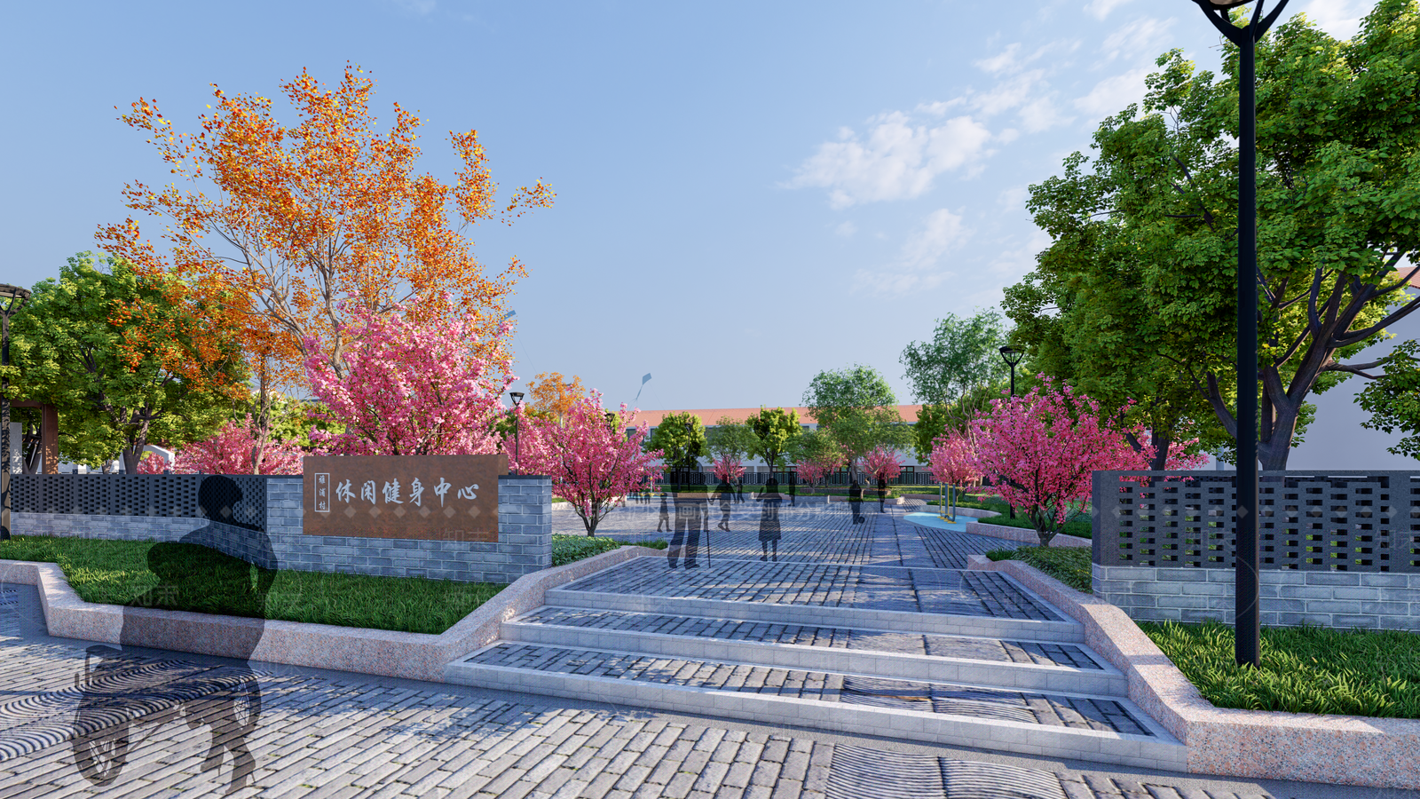 新中式广场景观SU模型下载【ID:1166503107】