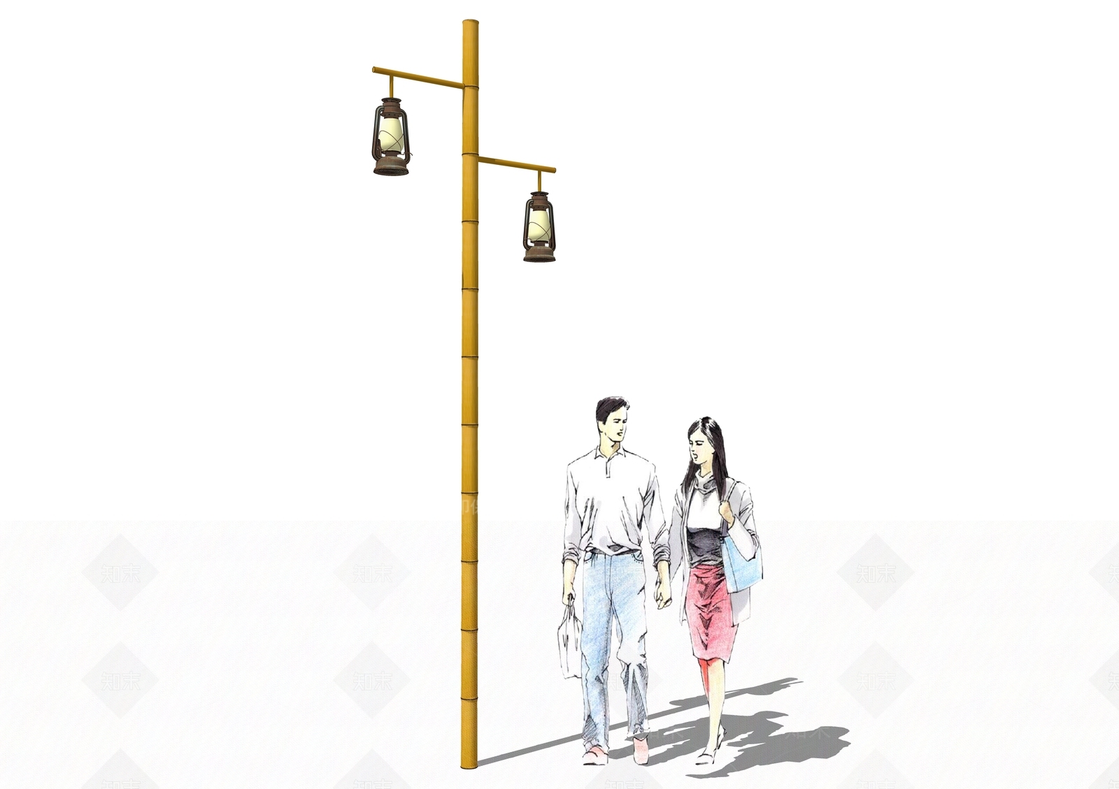新中式复古路灯SU模型下载【ID:1166504358】
