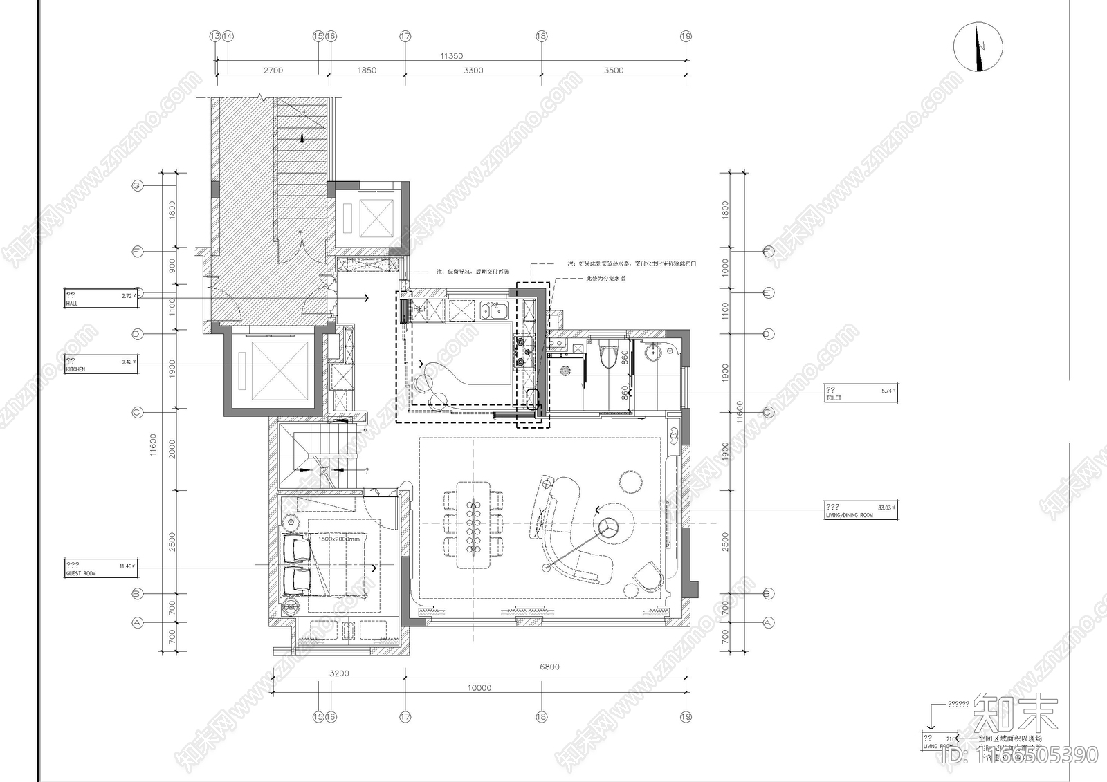 现代整体家装空间cad施工图下载【ID:1166505390】