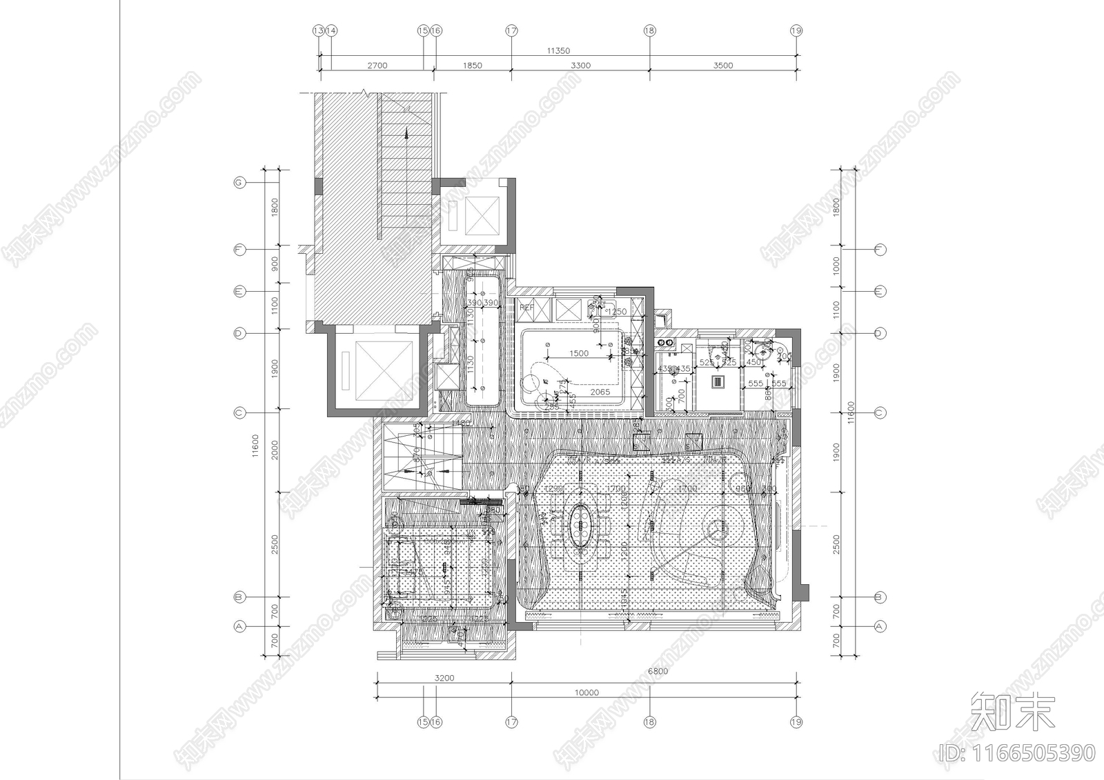 现代整体家装空间cad施工图下载【ID:1166505390】