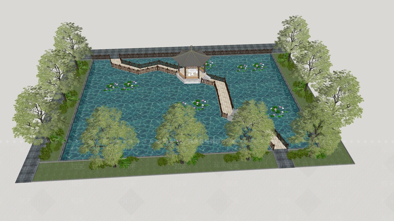 中式别墅庭院SU模型下载【ID:1166516755】