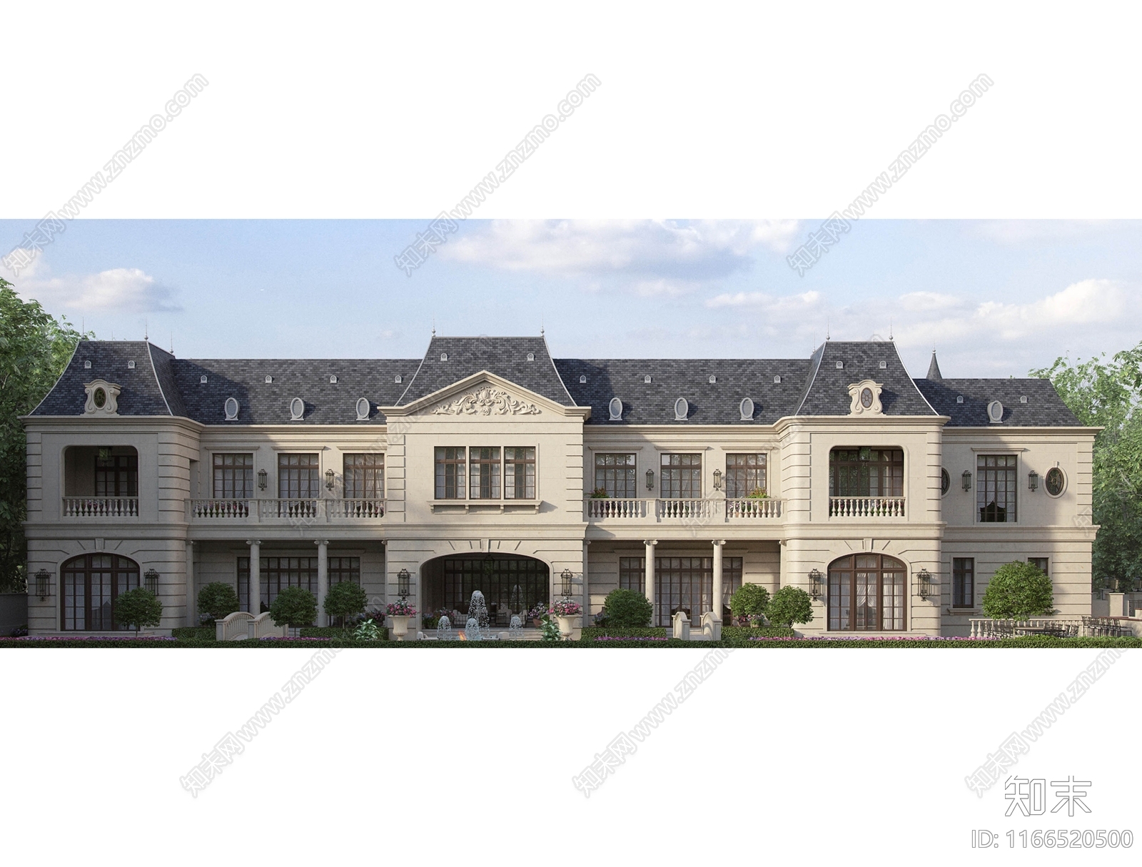 欧式法式别墅建筑施工图下载【ID:1166520500】