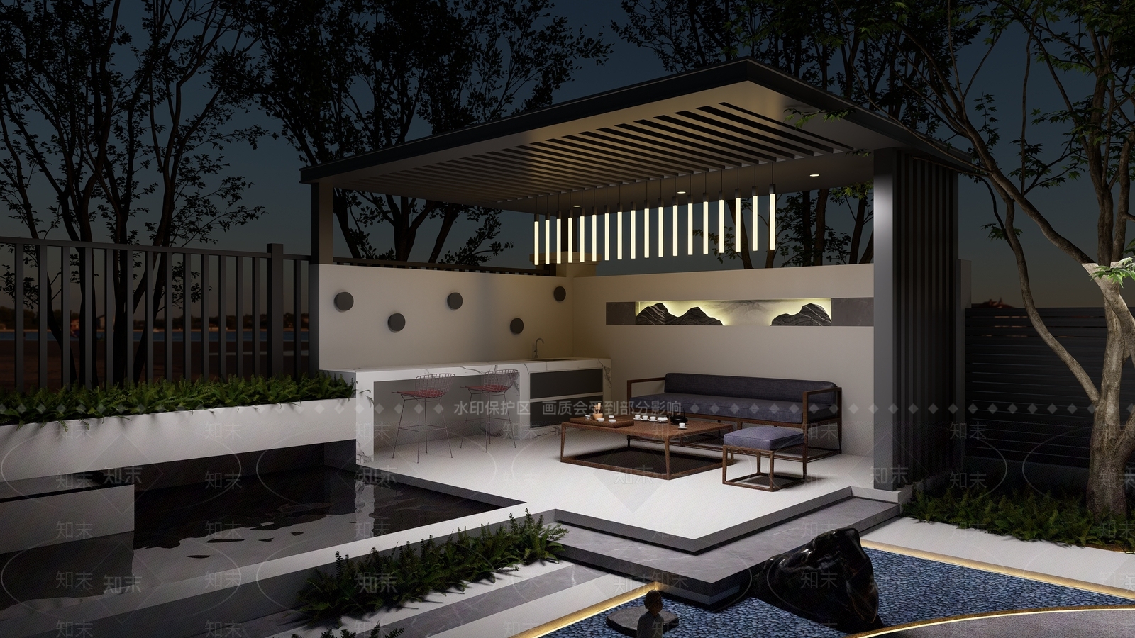 现代亭子SU模型下载【ID:1166528015】