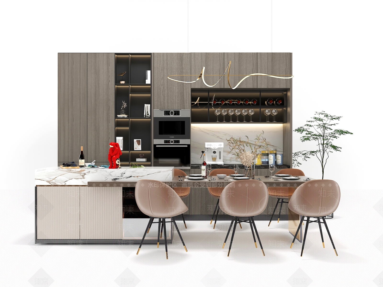 现代吧台3D模型下载【ID:1166531982】