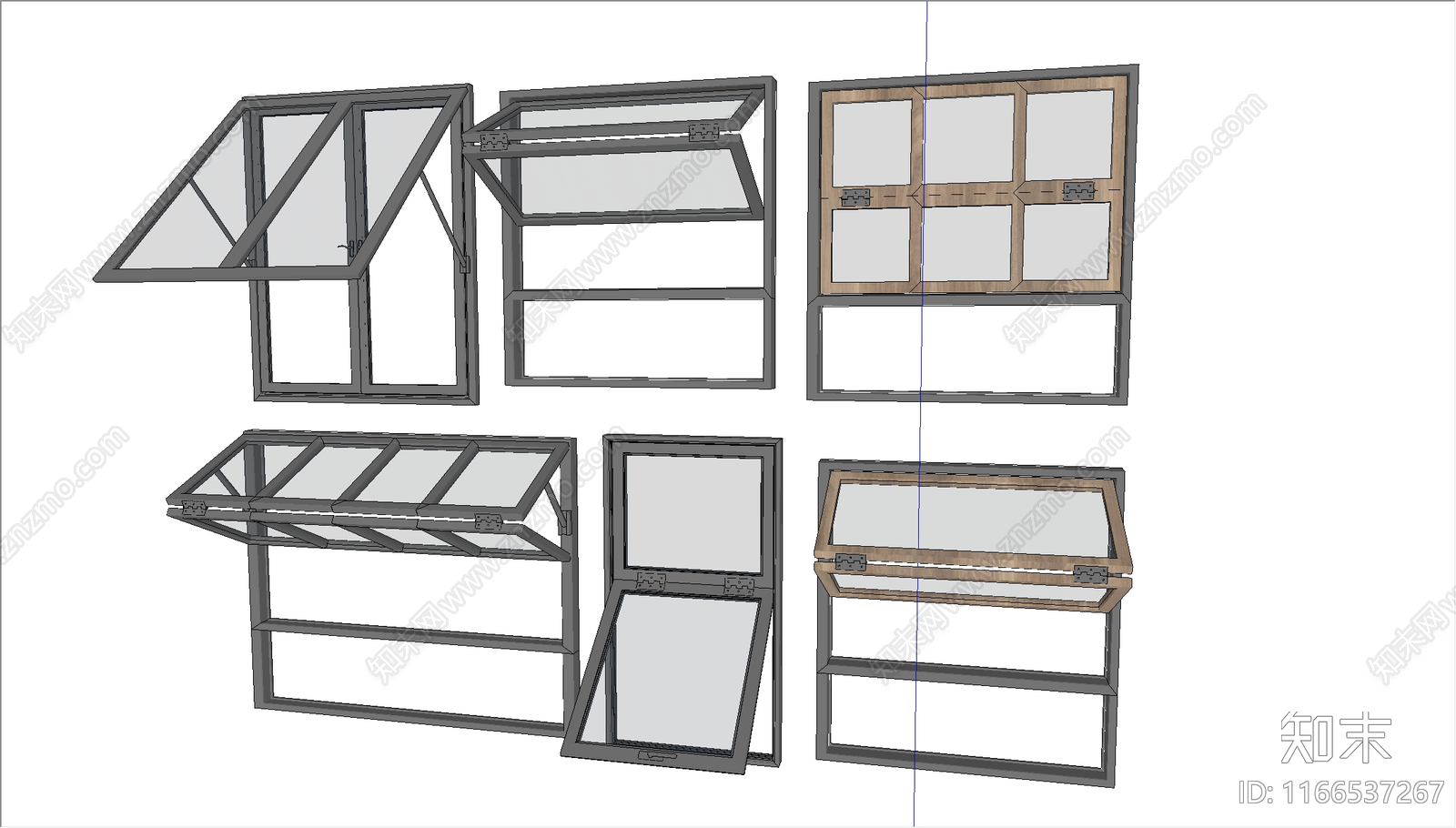 现代折叠窗SU模型下载【ID:1166537267】