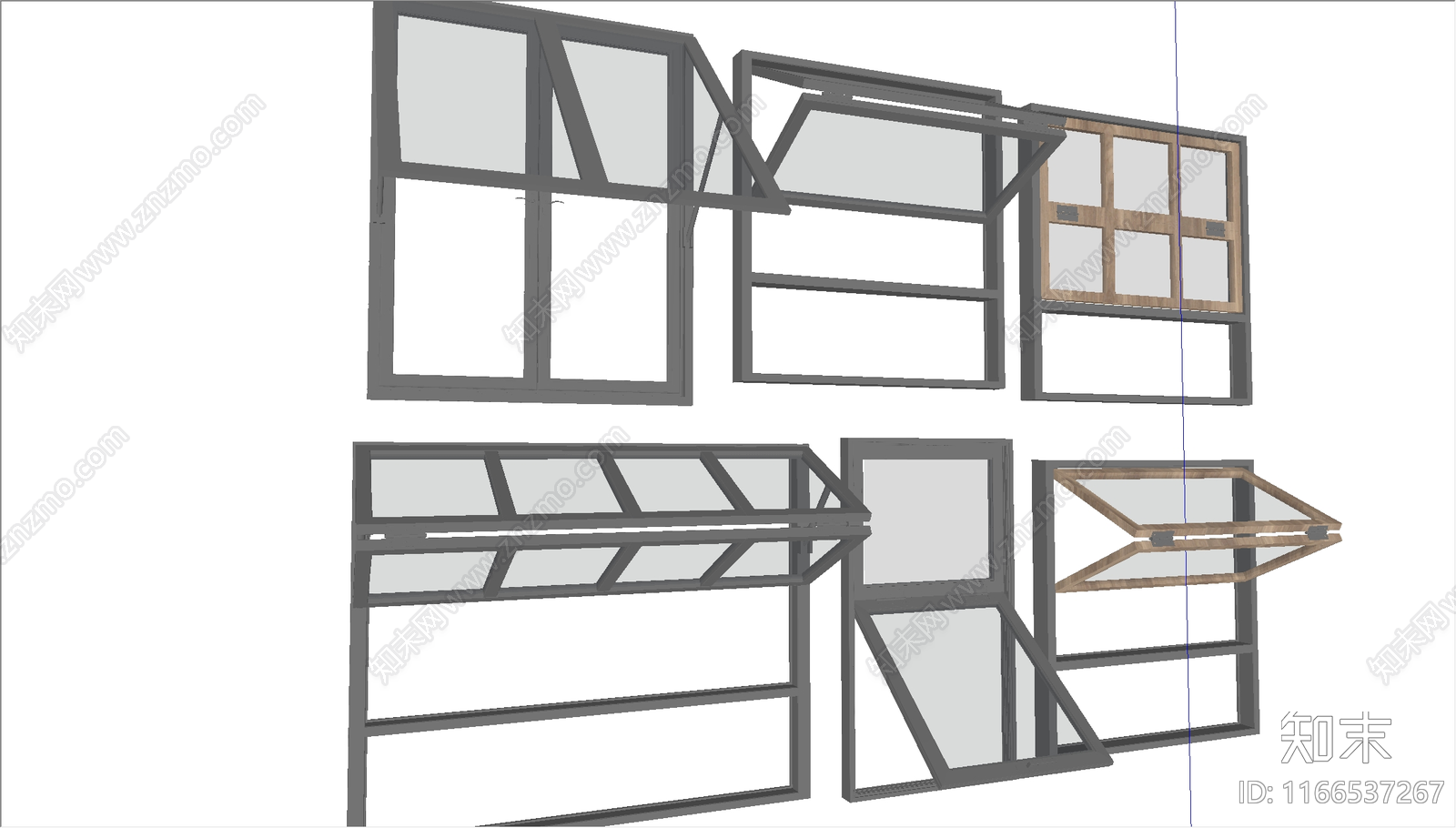 现代折叠窗SU模型下载【ID:1166537267】