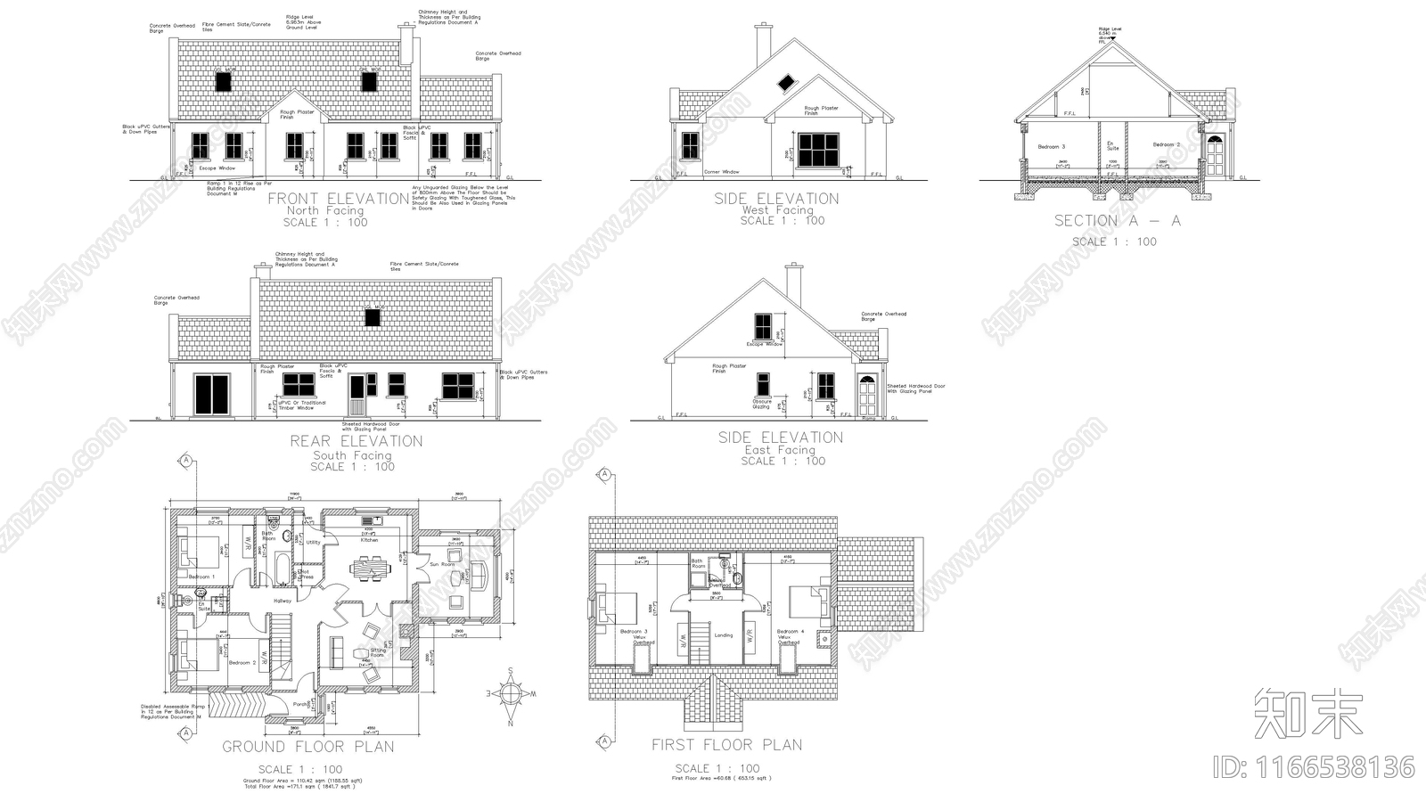 现代住宅楼建筑施工图下载【ID:1166538136】