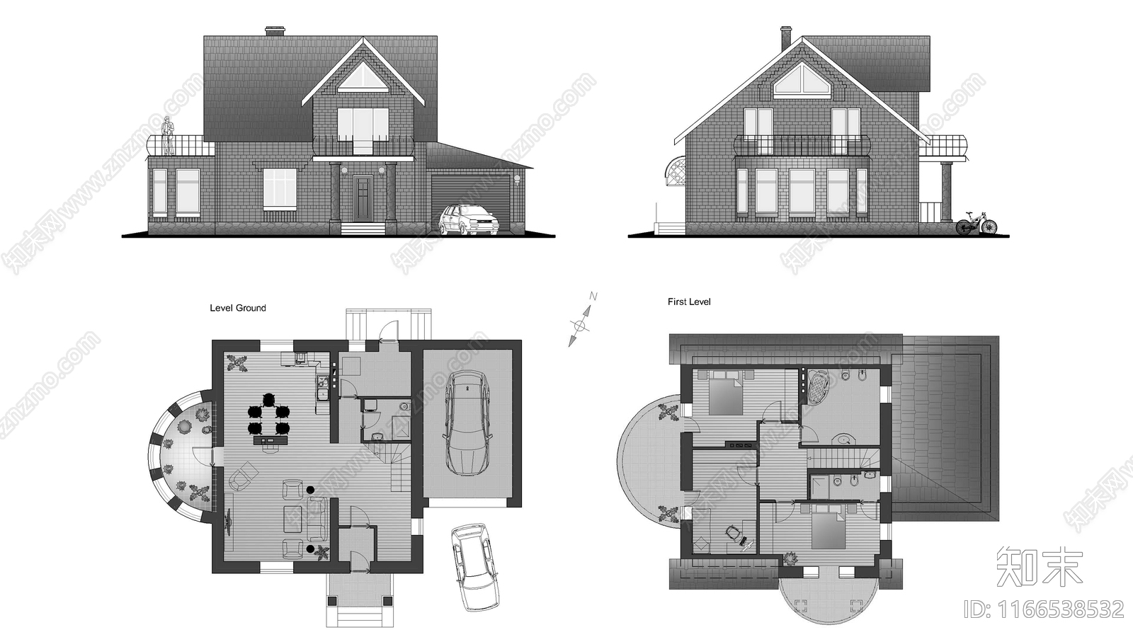 现代住宅楼建筑施工图下载【ID:1166538532】