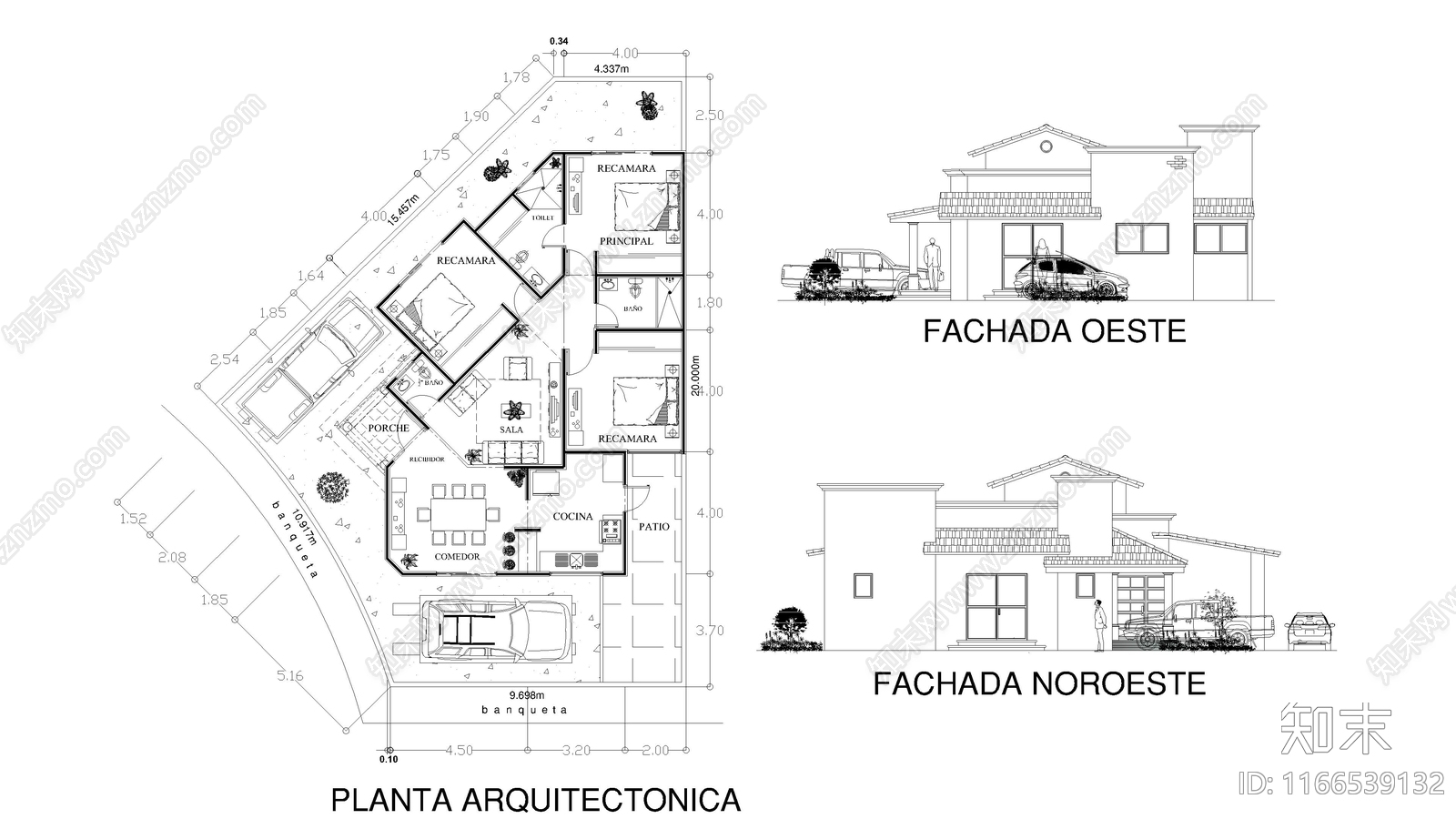 现代住宅楼建筑施工图下载【ID:1166539132】