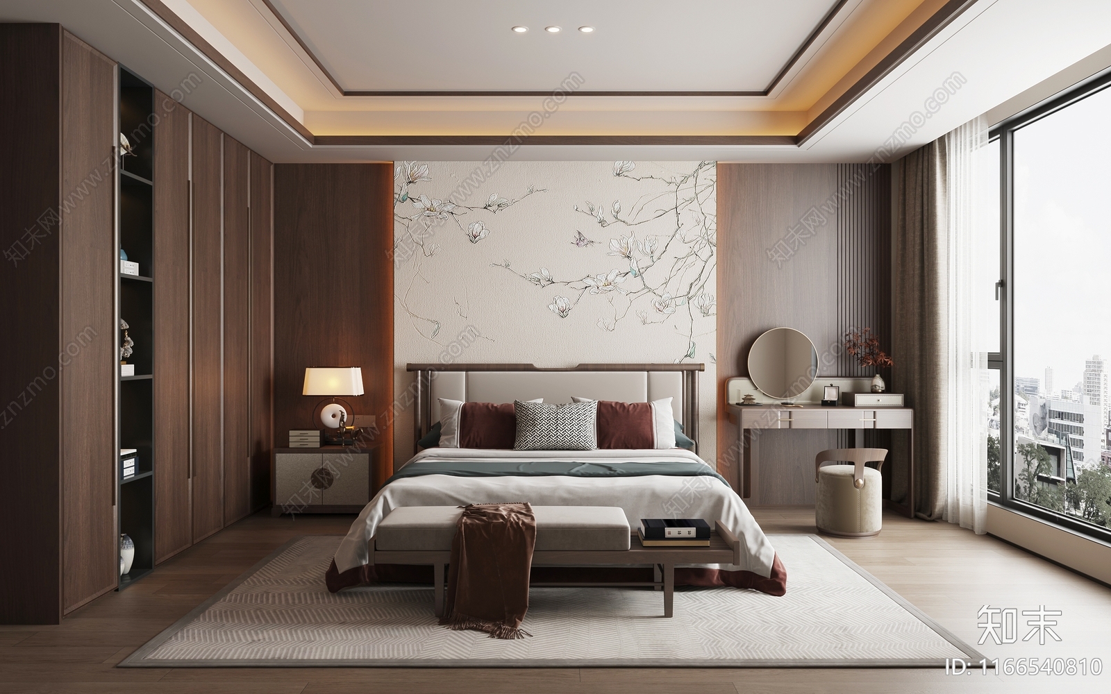 新中式中式家居卧室3D模型下载【ID:1166540810】