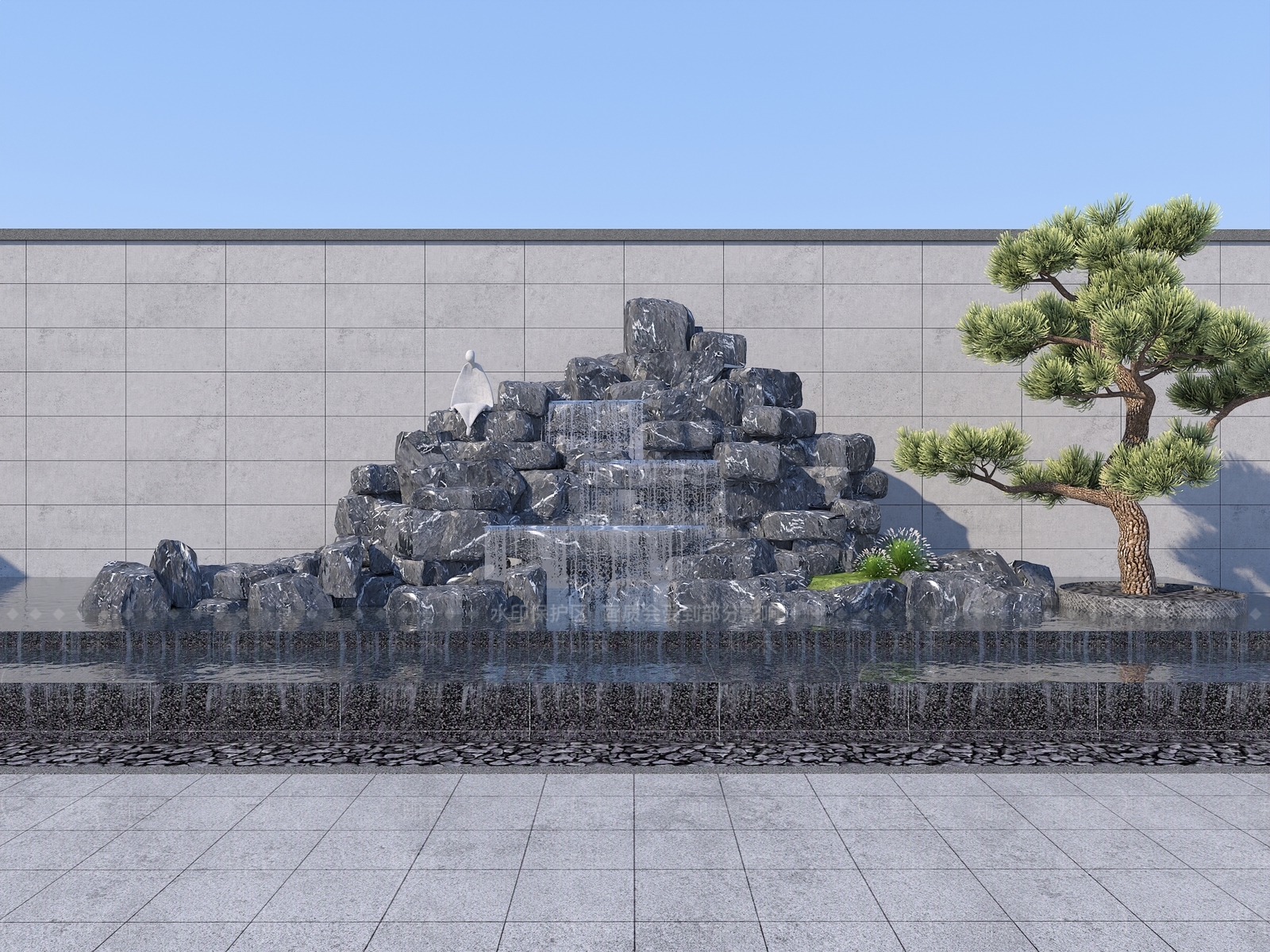 新中式别墅庭院SU模型下载【ID:1166546652】