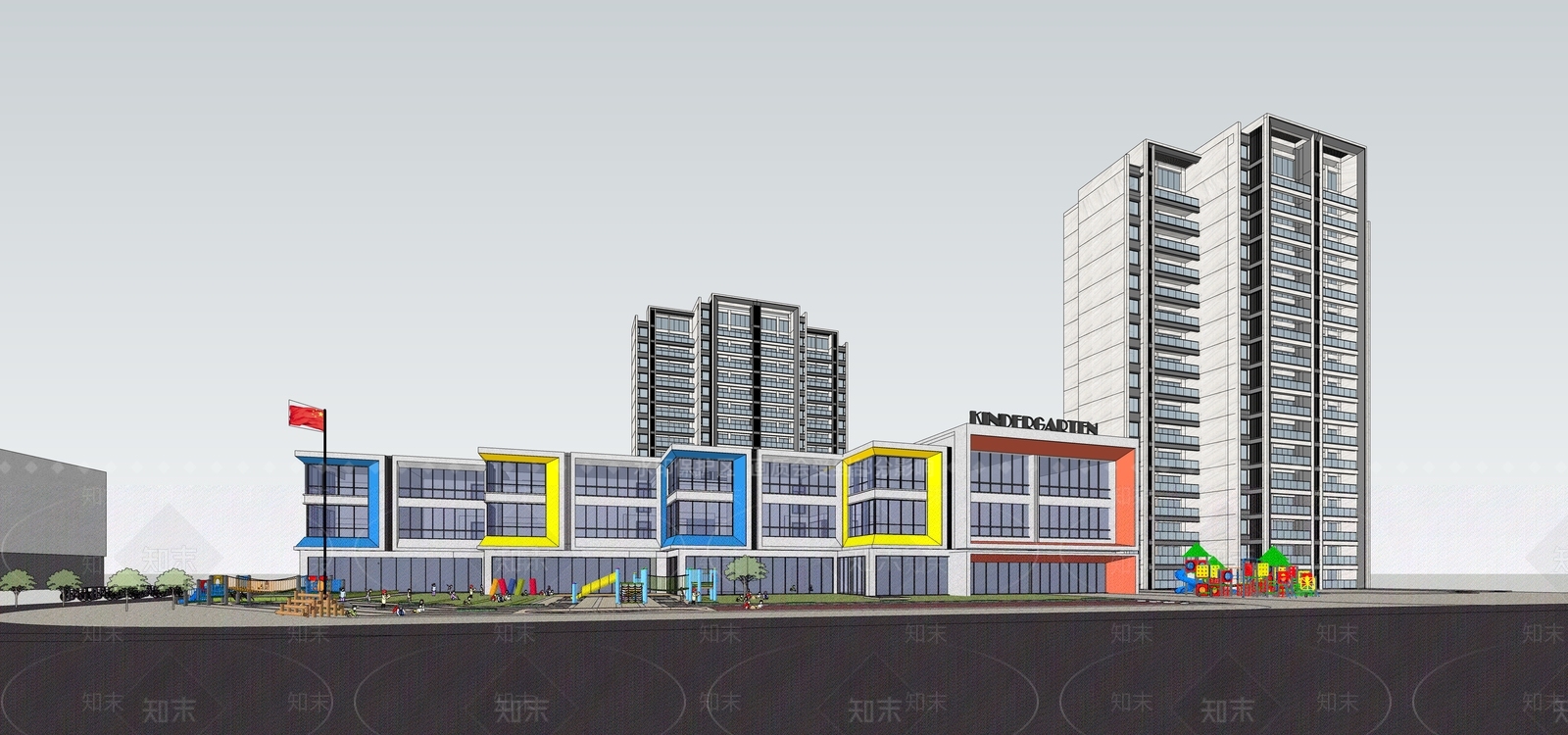 现代简约幼儿园SU模型下载【ID:1166562753】