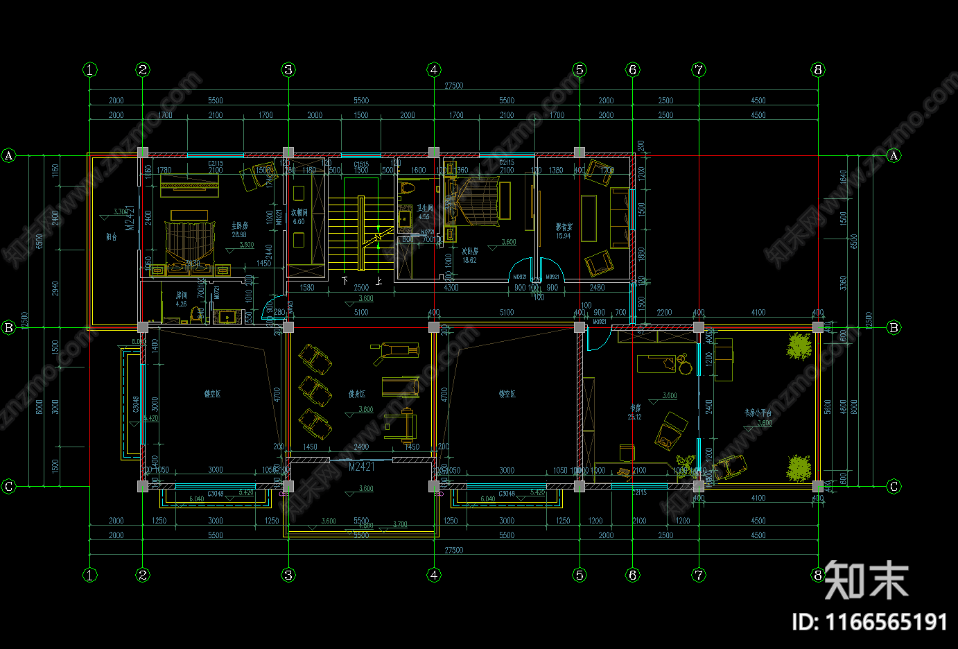 中式别墅建筑施工图下载【ID:1166565191】