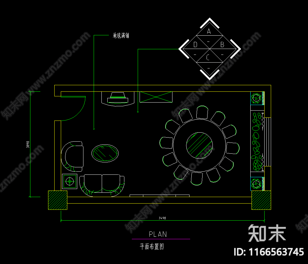 现代法式其他餐饮空间cad施工图下载【ID:1166563745】