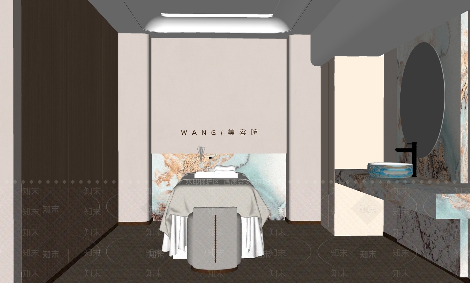 现代中式酒店走廊SU模型下载【ID:1166564880】
