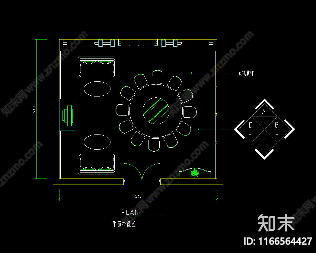 现代法式其他餐饮空间cad施工图下载【ID:1166564427】