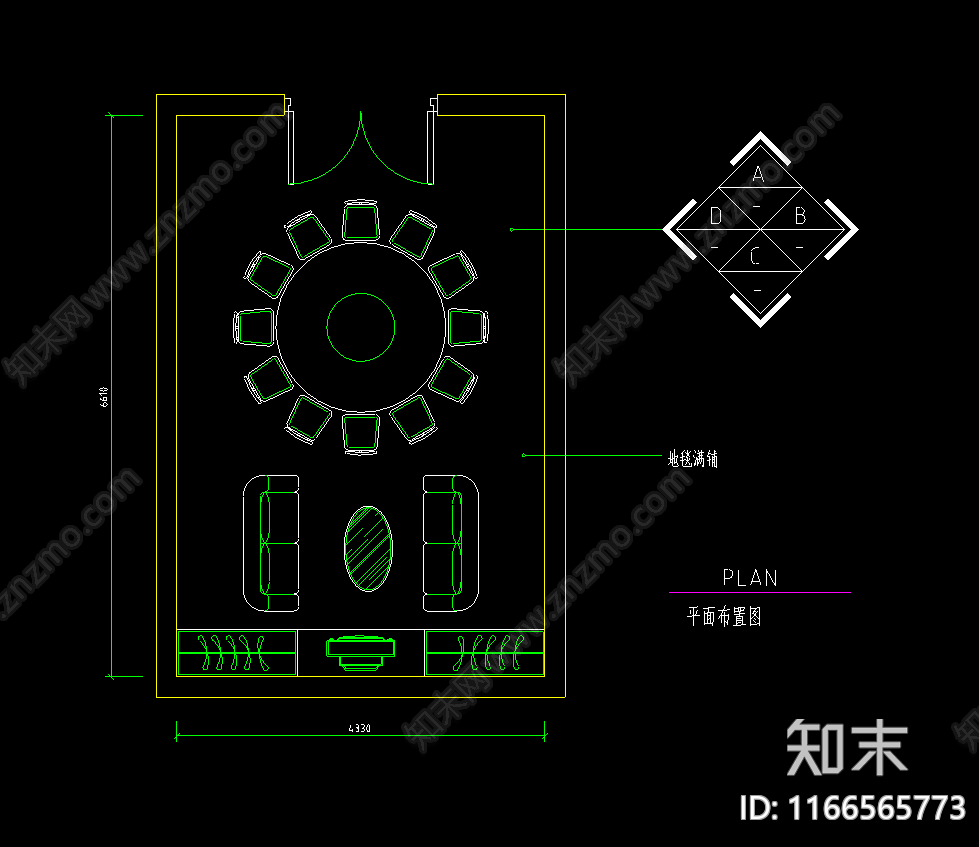 现代法式其他餐饮空间cad施工图下载【ID:1166565773】
