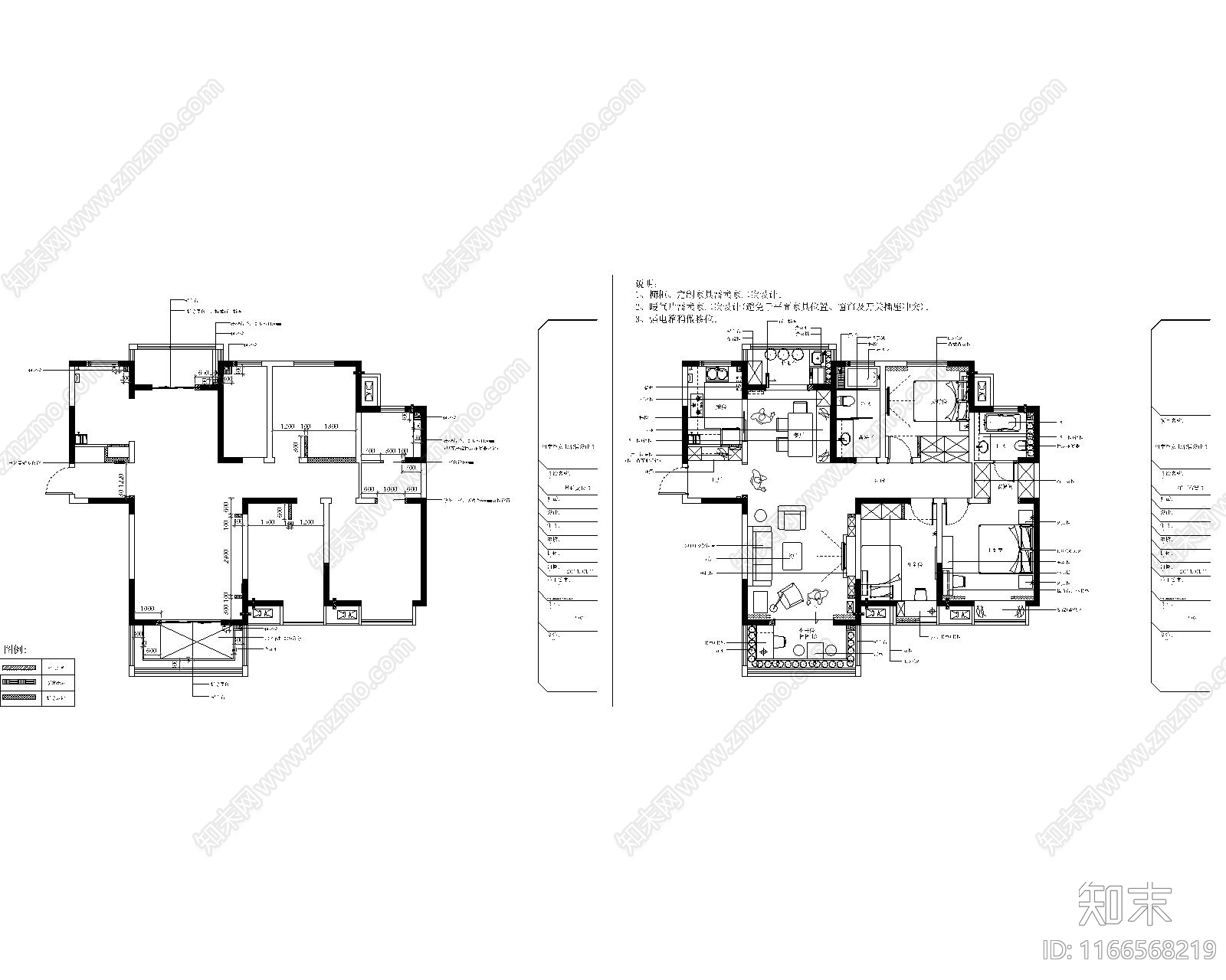 美式整体家装空间施工图下载【ID:1166568219】