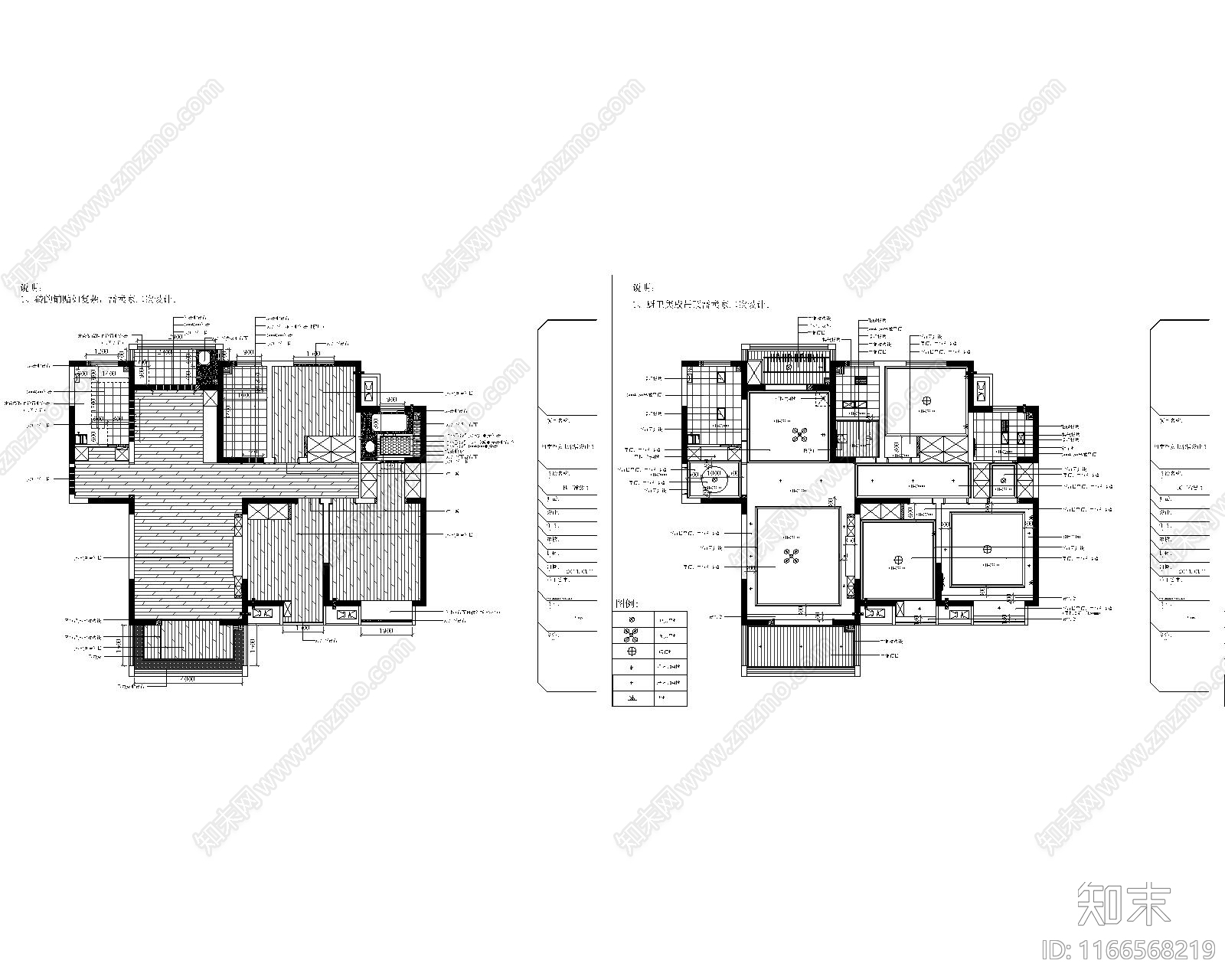 美式整体家装空间施工图下载【ID:1166568219】