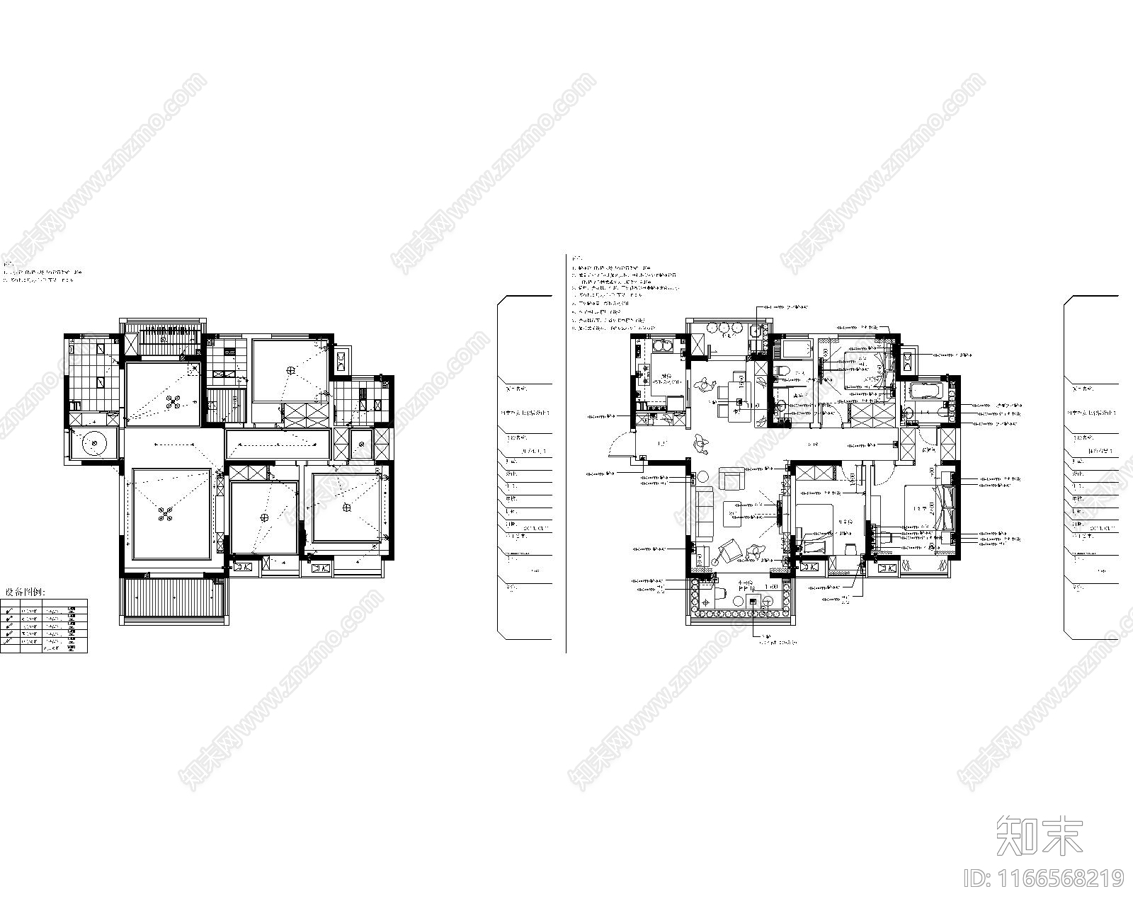 美式整体家装空间施工图下载【ID:1166568219】