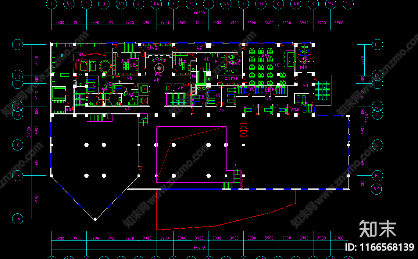 现代新中式酒店建筑cad施工图下载【ID:1166568139】