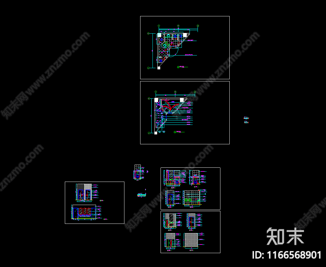 现代新中式酒店cad施工图下载【ID:1166568901】