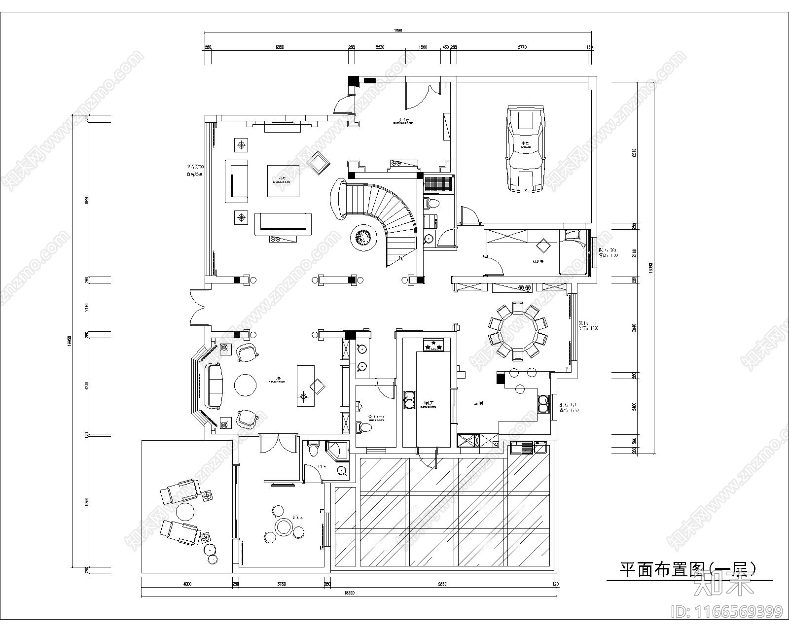 法式整体家装空间cad施工图下载【ID:1166569399】